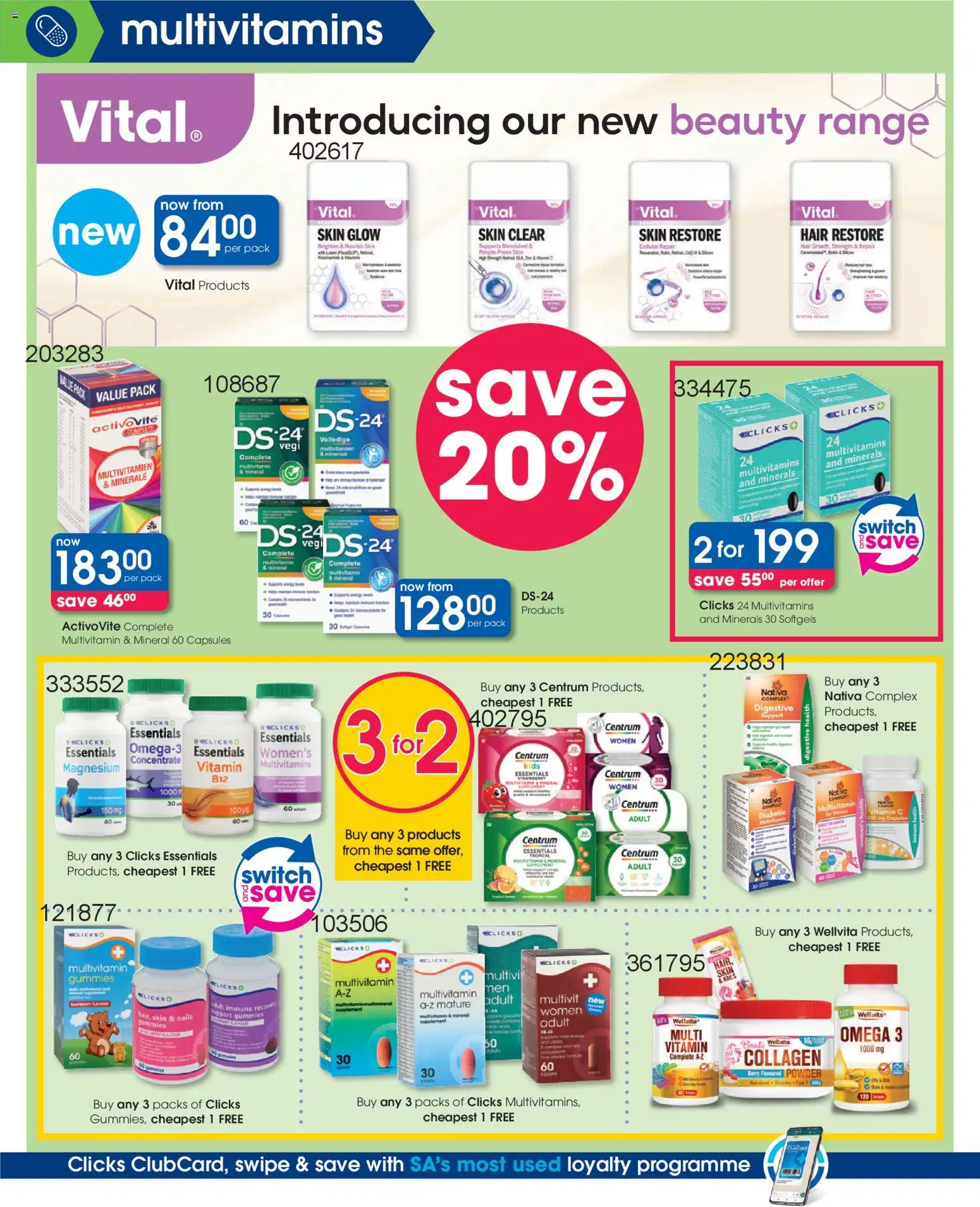 New Clicks catalogue – valid from 30.12.2025 | Page: 10 | Products: Multivitamins, Powder, Switch