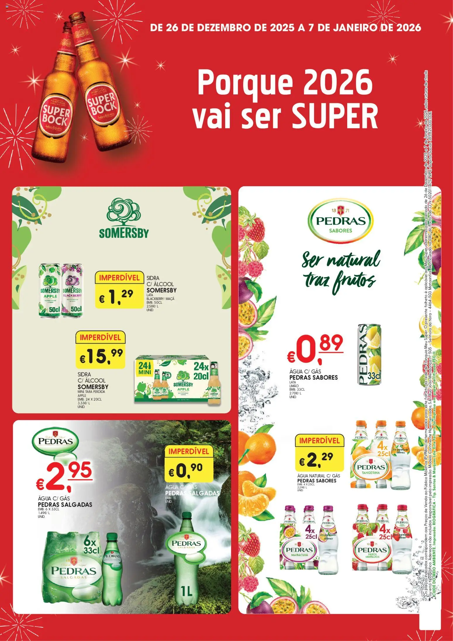 Meu Super folheto │ válido de 26.12.2025 | Página: 2 | Produtos: Agua, Super bock, Maça, Somersby