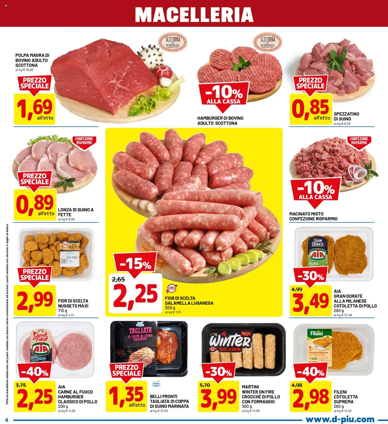 Volantino D Più del 05.01.2026 | Pagina: 4 | Prodotti: Bovino, Pollo, Nuggets, Polo