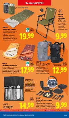 Anteprima del volantino CRIVIT Zaino da trekking, 30 L, Spallacci, schienale e area dei fianchi imbottiti. In dotazione: fischietto di segnalazione, etichetta SOS con numero di telefono per urgenze e fodera antipioggia valido a partire dal 16.04.2026 | Pagina: 25