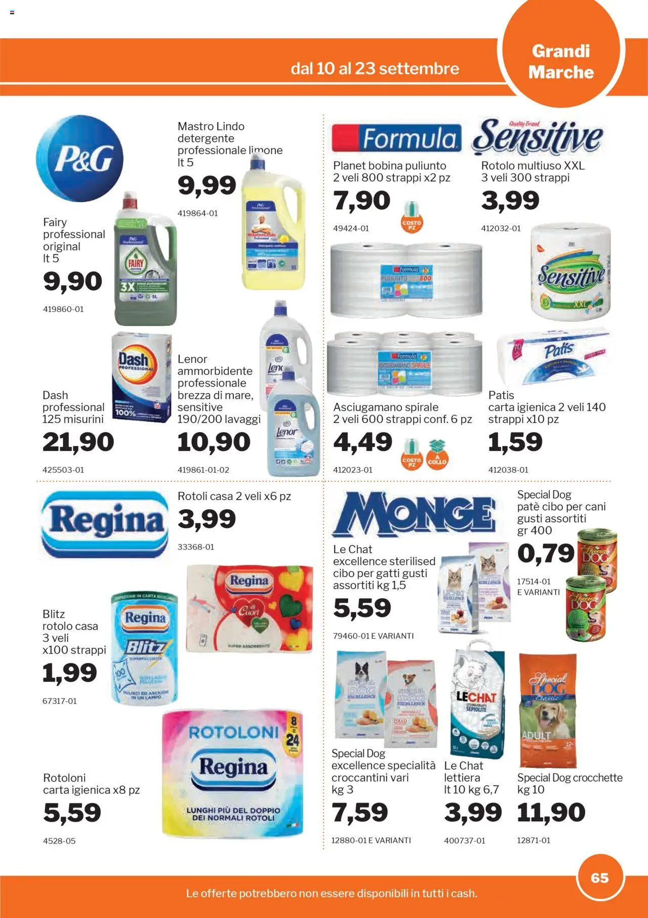 Volantino Sogegross del 10.09.2025 | Pagina: 65 | Prodotti: Carta igienica, Detergente, Limone, Crocchette