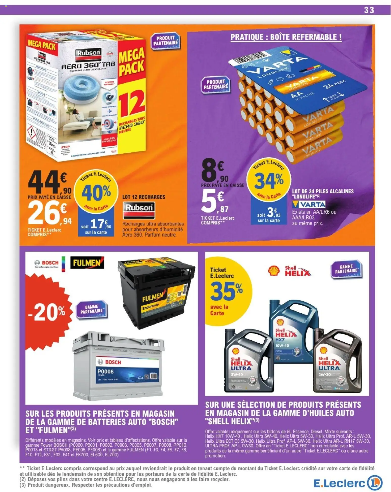 {H1} | Page: 33 | Produits: Parfum, Sel, Batterie, Piles