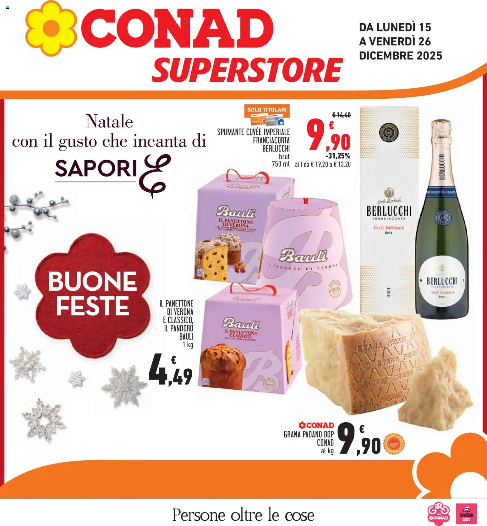 Volantino Conad del 15.12.2025 | Pagina: 1 | Prodotti: Pandoro, Panettone, Spumante, Grana Padano