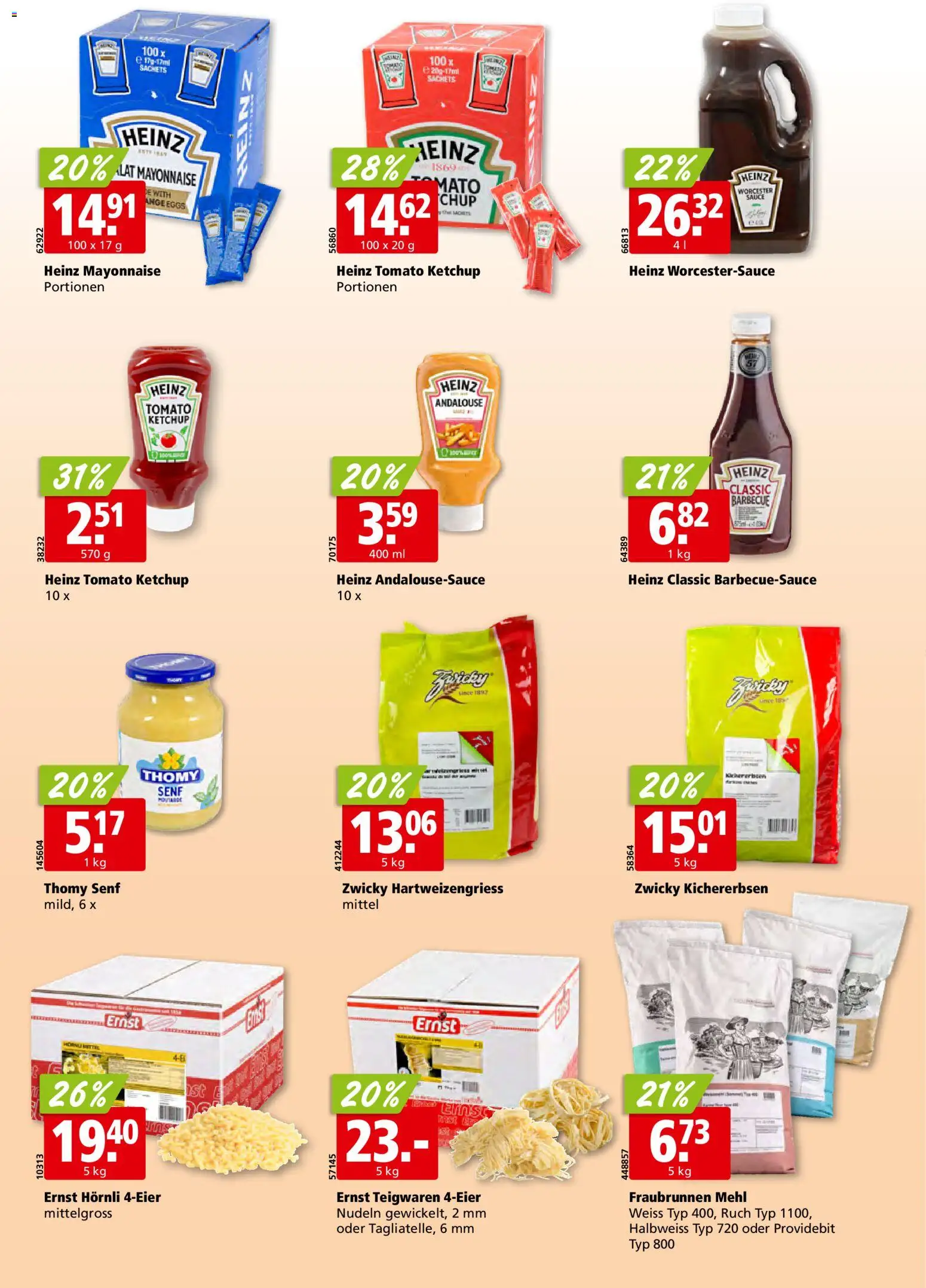 Aligro aktionen Schlieren, Gossau SG, Frauenfeld, Rapperswil-Jona, Sargans, Bern, Brüttisellen, Pratteln, Emmen, Spreitenbach – gültig ab 13.04.2026 | Seite: 22 | Produkte: Mehl, Teigwaren, Ketchup, Mayonnaise