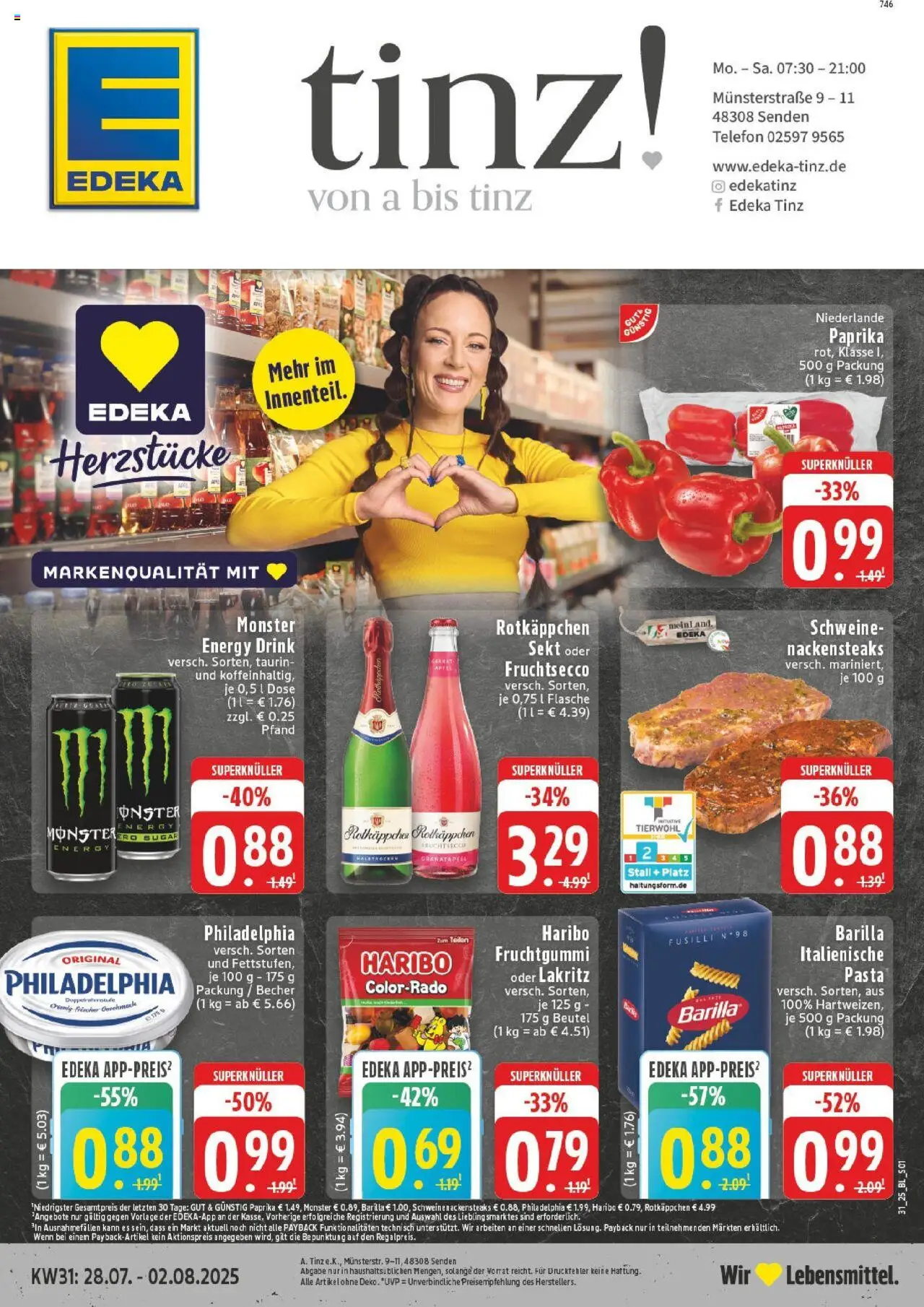 Edeka prospekt Senden	 - gültig ab dem 27.07.2025 | Seite: 1 | Produkte: Energy, Äpfel, Paprika, Telefon