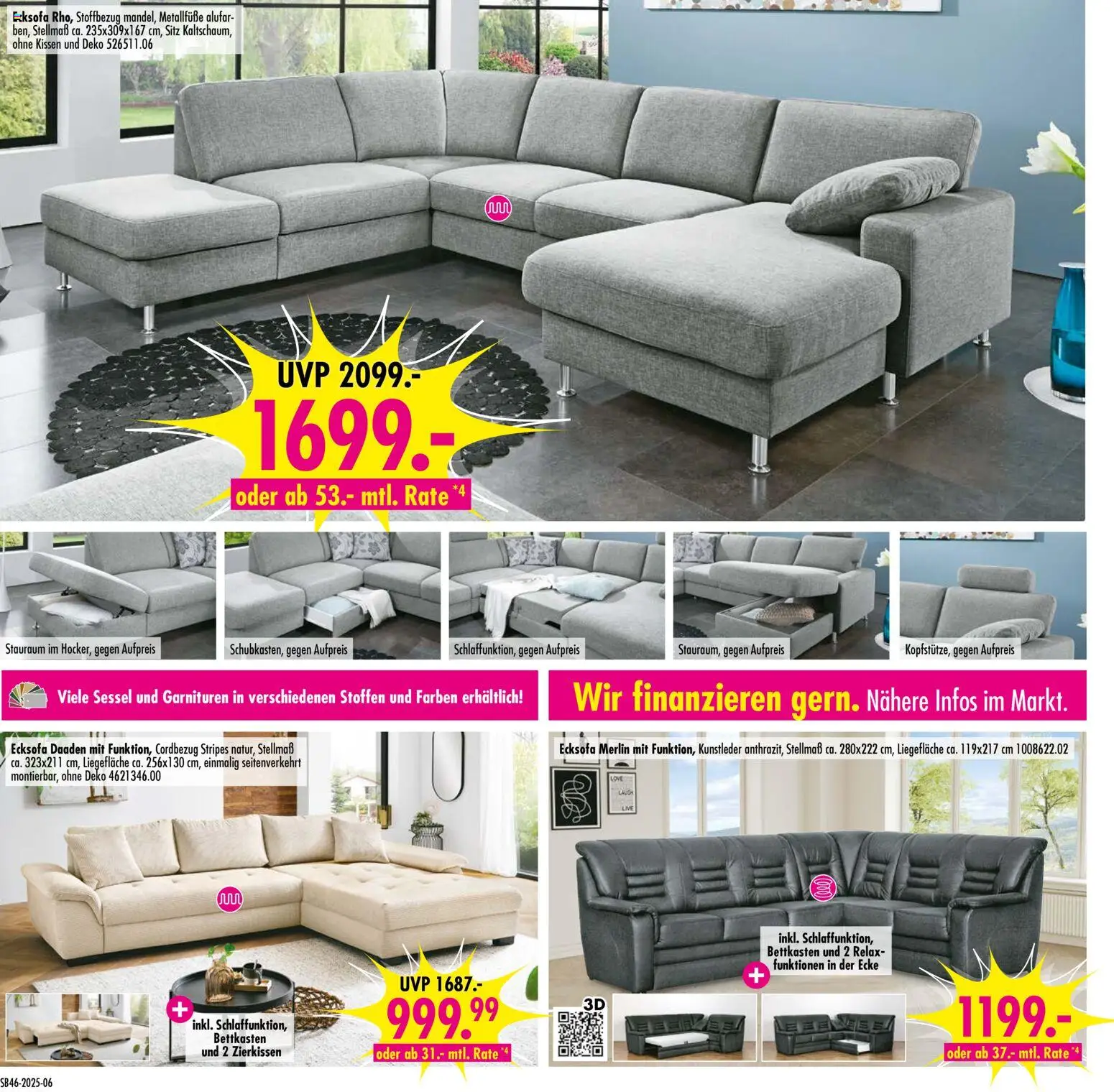 SB Möbel Boss Prospekt Wittenberg – gültig ab 08.11.2025 | Seite: 6 | Produkte: Ecksofa, Kissen, Sessel