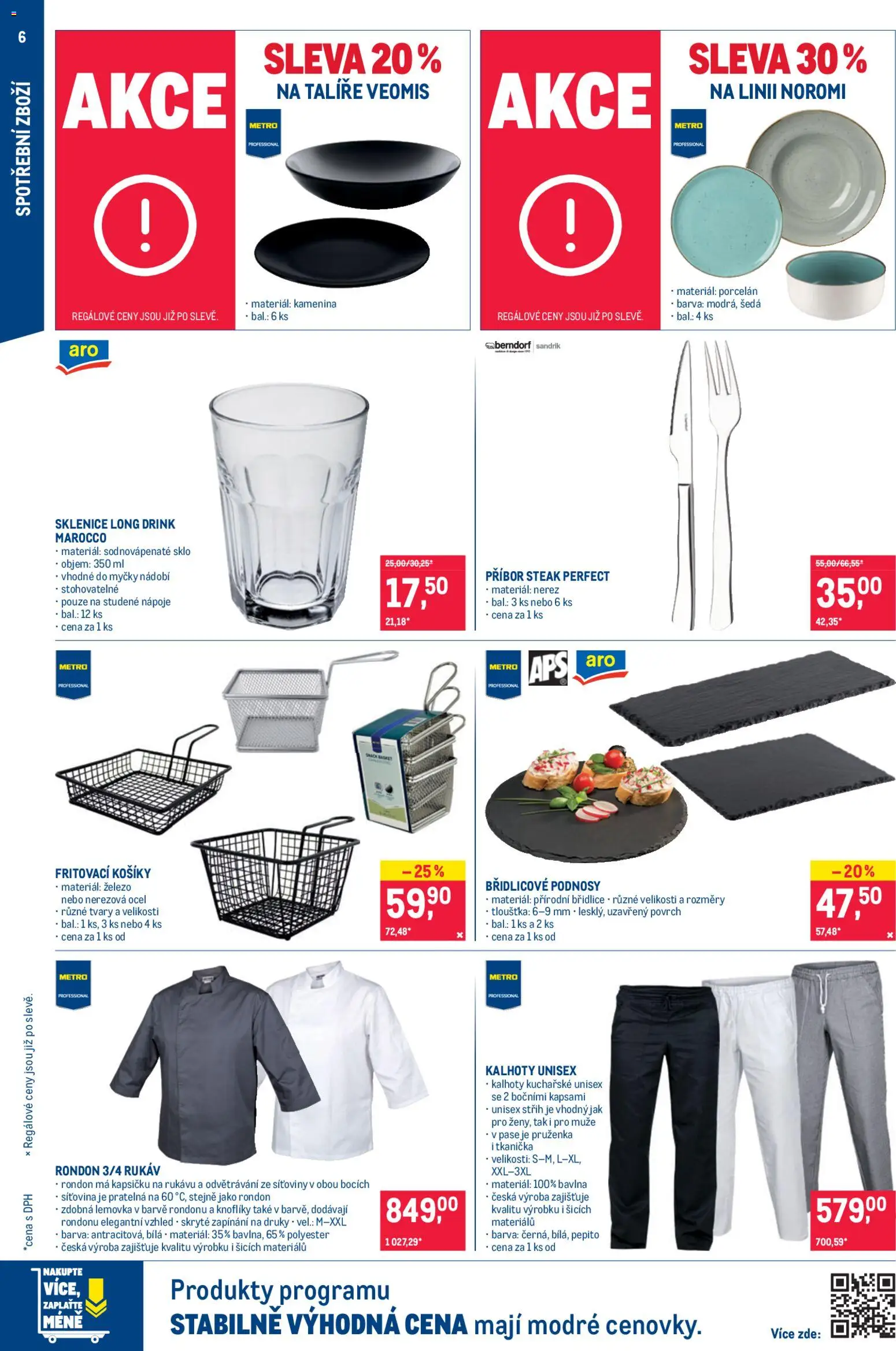 Makro leták - Nepotravinové zboží od 22.04.2026 | Strana: 6 | Produkty: Talíře, Příbor, Nádobí, Sklenice