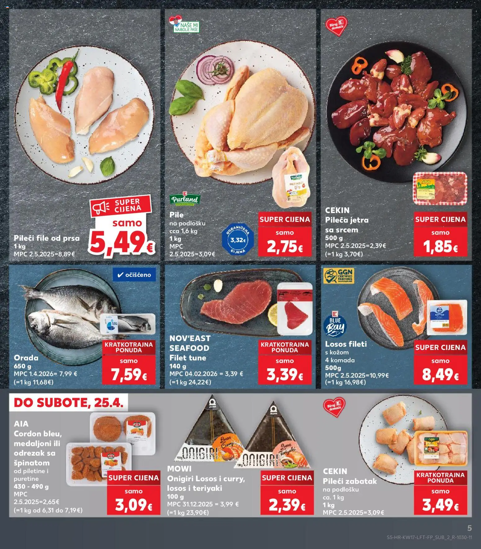 Kaufland katalog | vrijedi od 22.04.2026 | Stranica: 5 | Proizvodi: Pileći file, Losos
