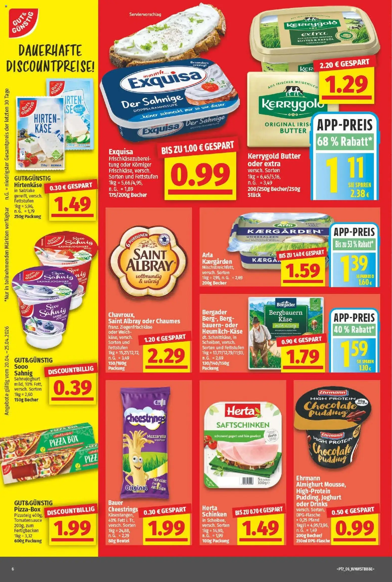Angebote - nah & gut: Wochenangebote – gültig ab 19.04.2026 | Seite: 6 | Produkte: Käse, Exquisa, Sahne, Kerrygold butter