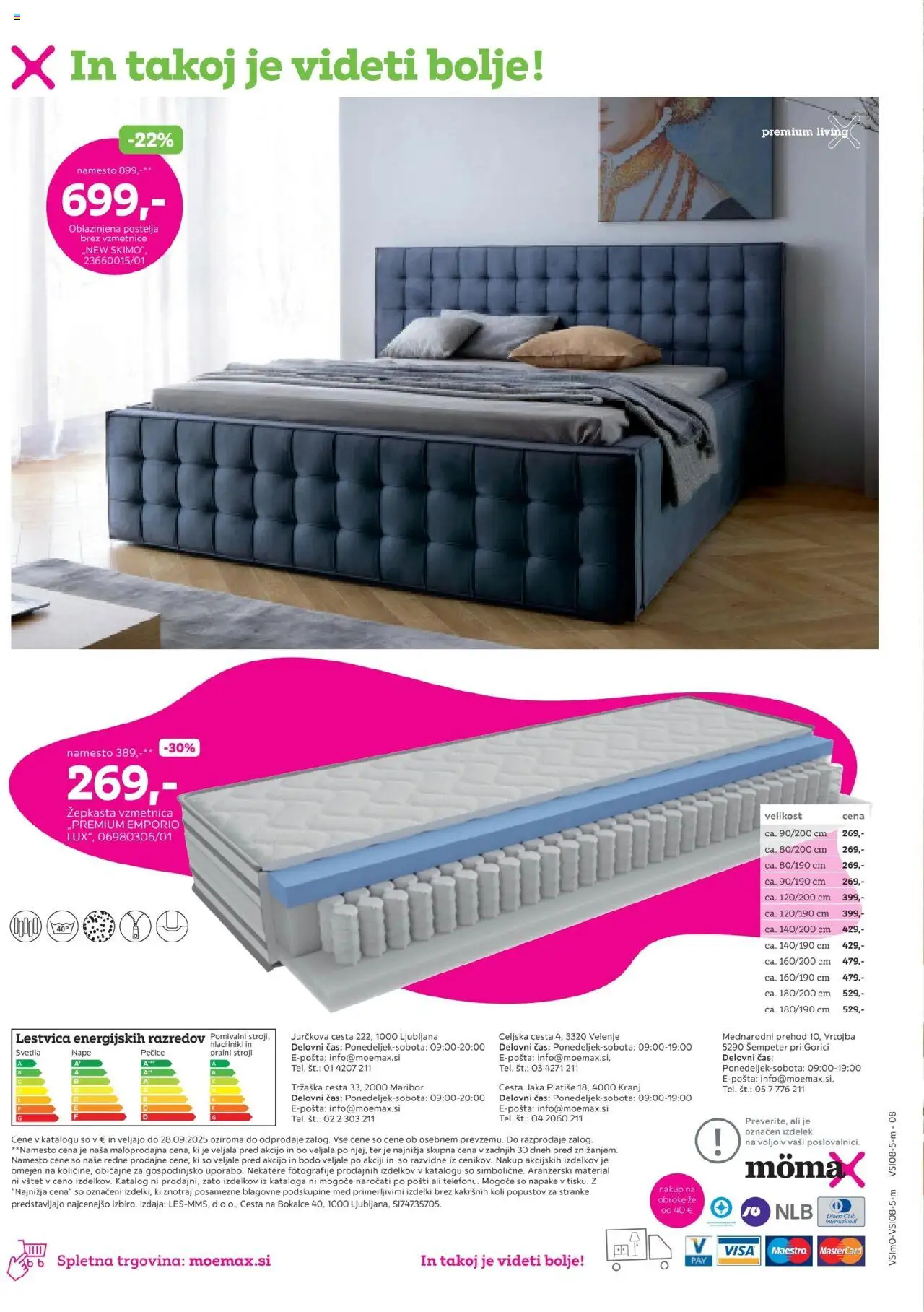 Mömax katalog -30% na neznižane vzmetnice in letvena dna │ velja od 18.08.2025 | Stran: 8 | Izdelki: Postelja, Vzmetnica