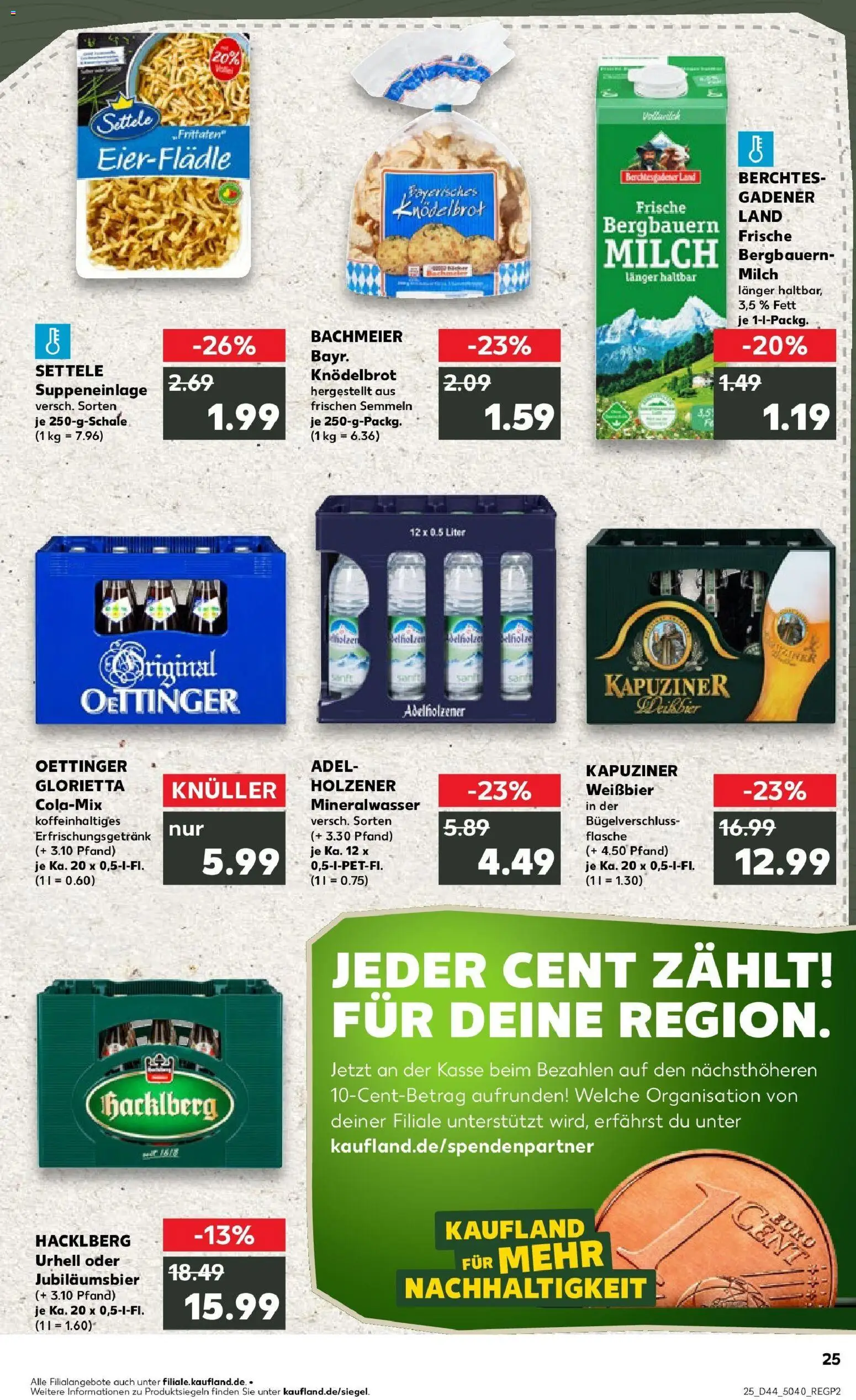 Kaufland prospekt Pocking	 – gültig ab 30.10.2025 | Seite: 25 | Produkte: Cola, Milch, Oettinger, Mineralwasser