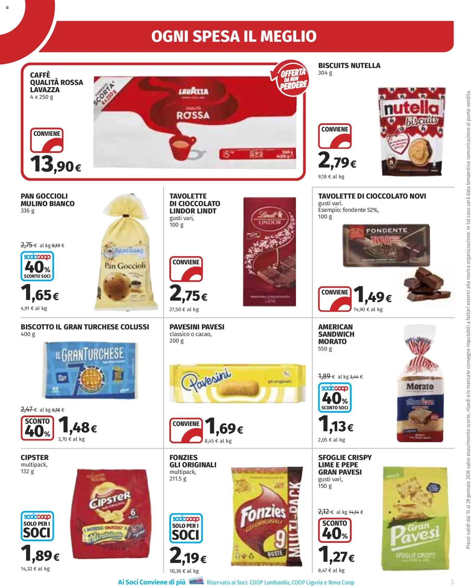 Volantino Ipercoop del 15.01.2026 | Pagina: 3 | Prodotti: Caffè, Cioccolato, Lime, Lavazza
