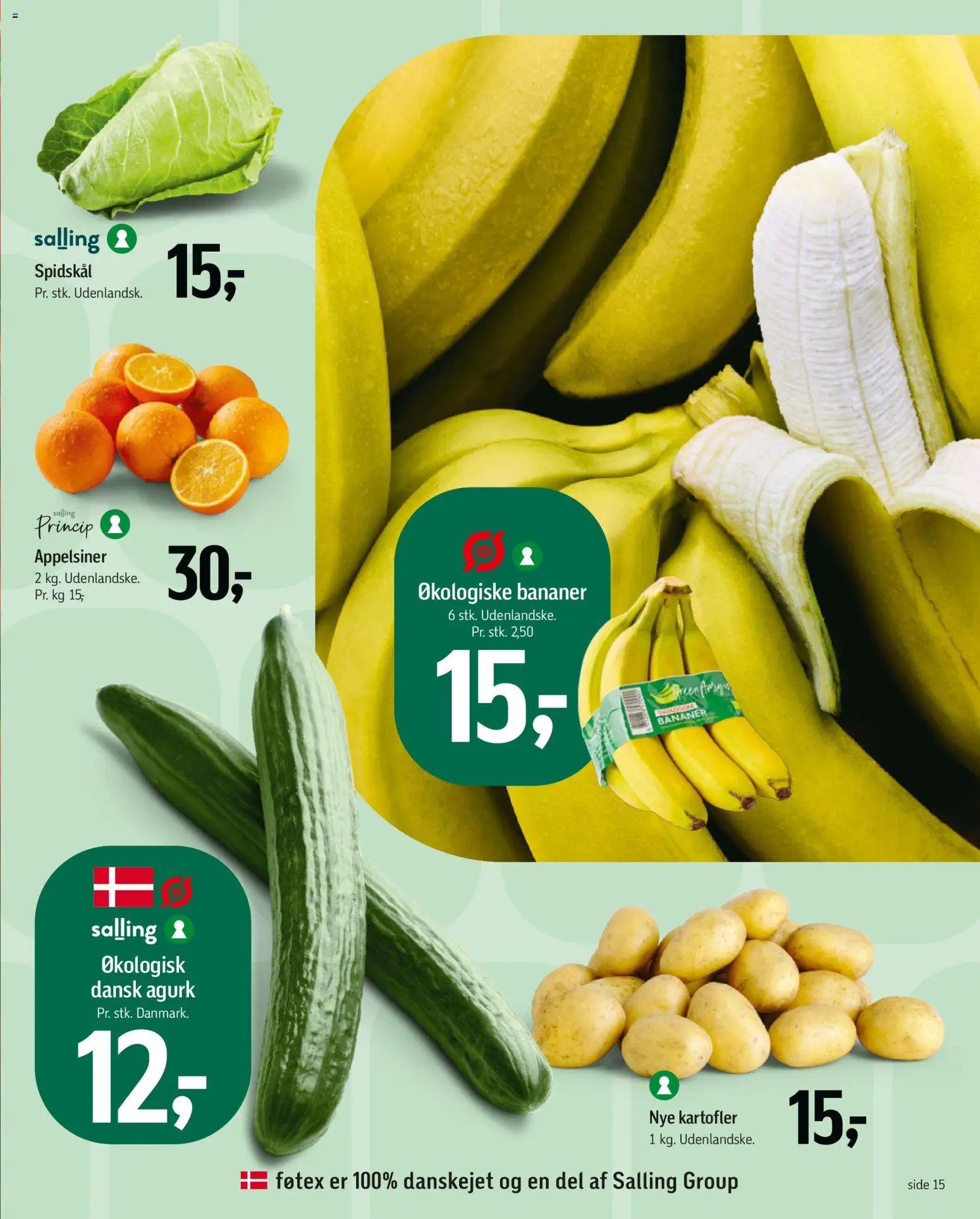 Føtex tilbudsavis – gyldig fra 07.04.2026 | Side: 15 | Produkter: Appelsiner, Bananer, Kartofler, Spidskål