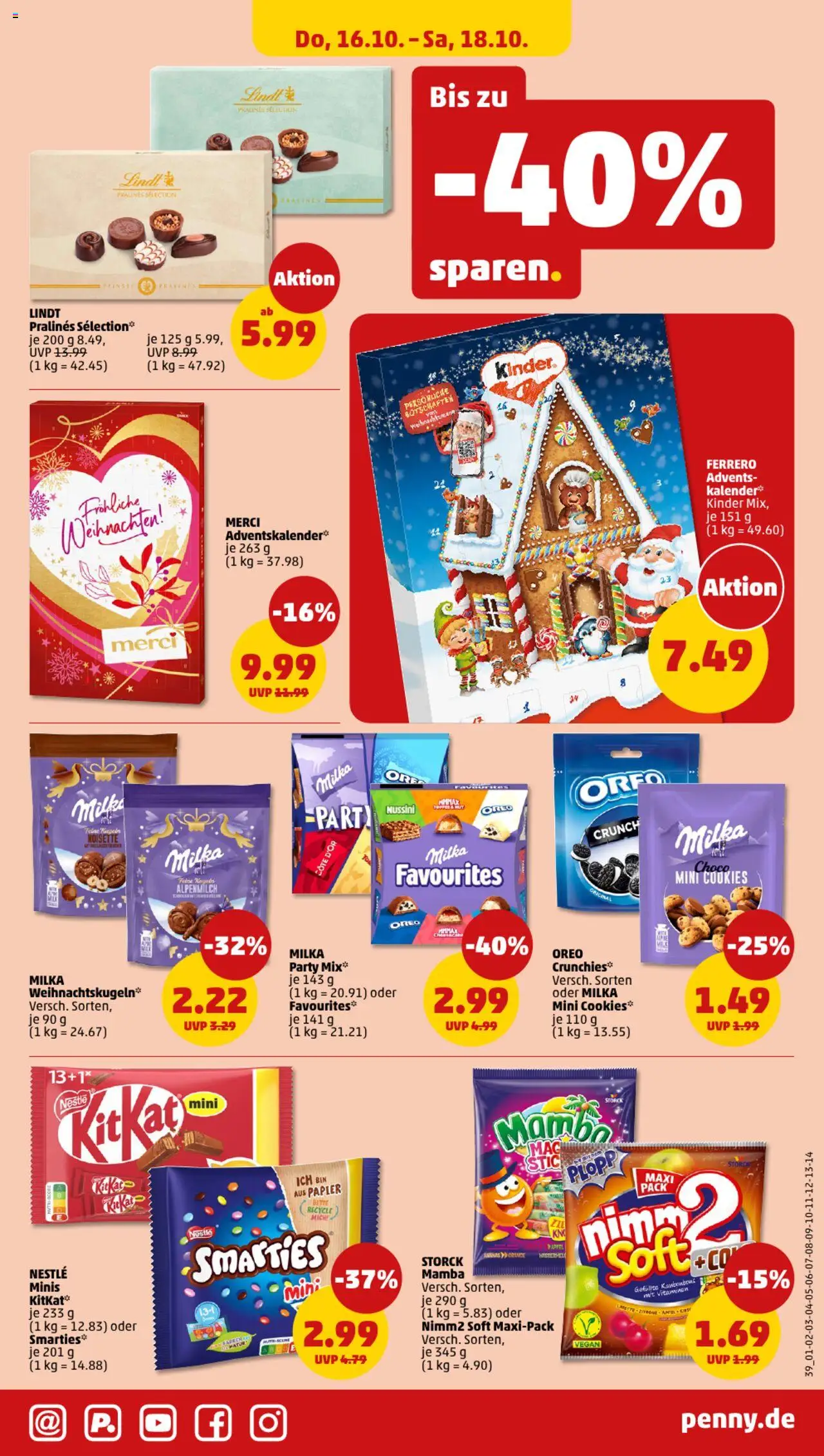 Penny Prospekt 	 – gültig ab 13.10.2025 | Seite: 43 | Produkte: Merci, Smarties, Milka, Lindt