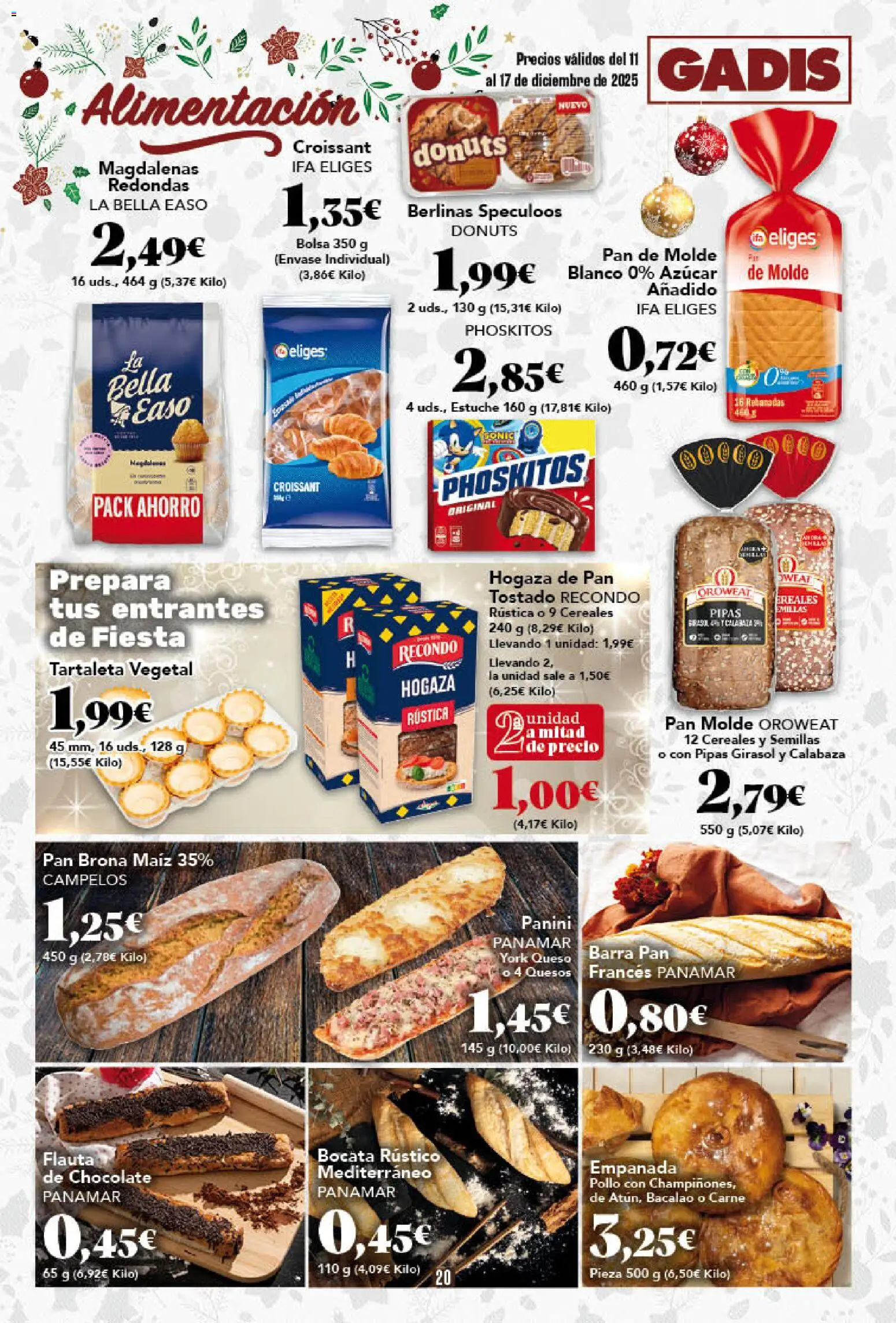 Gadis - folleto │ válido desde el 11.12.2025 | Página: 20 | Productos: Croissant, Magdalenas, Bolsa, Donuts