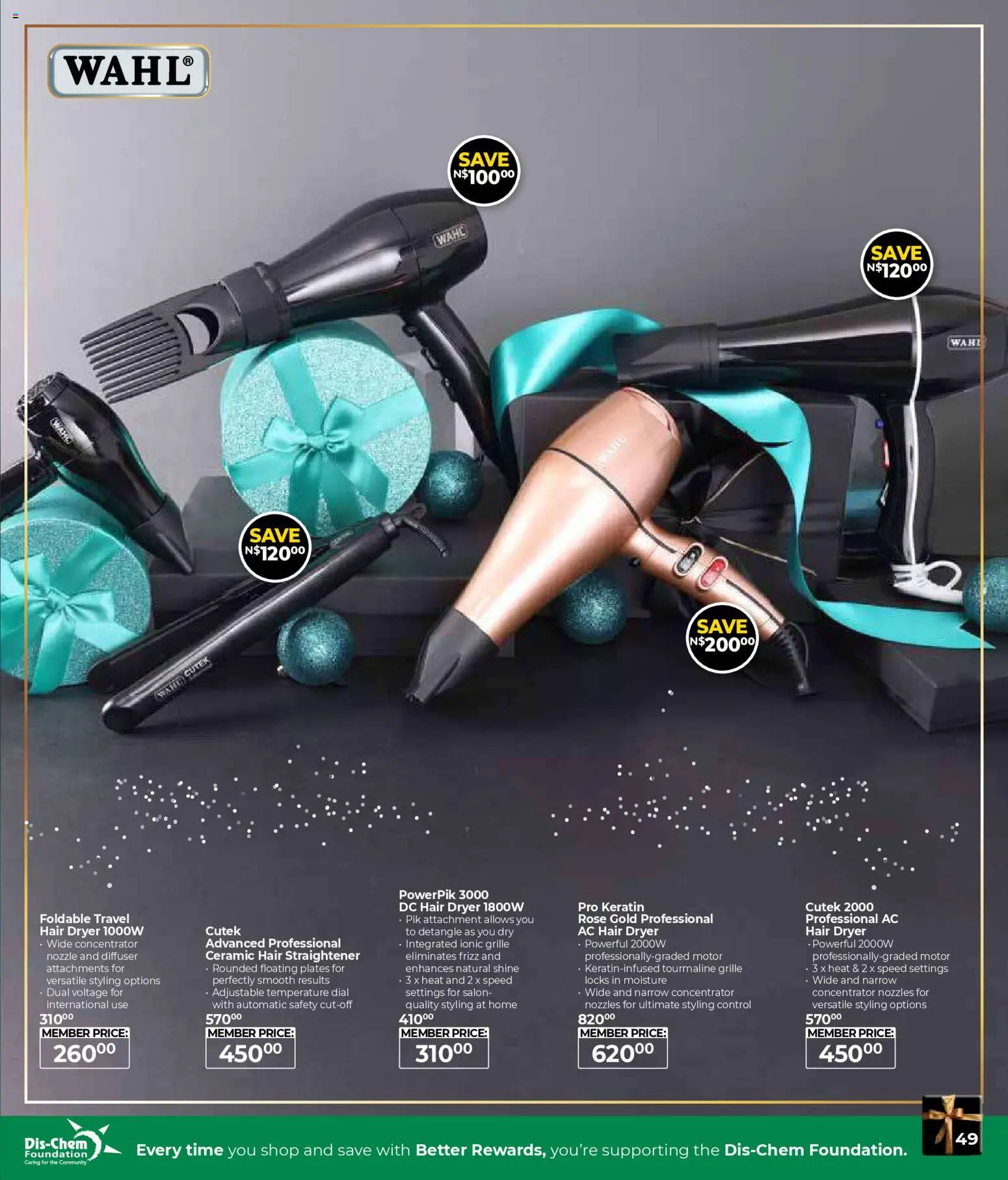 New Dis-Chem catalogue – valid from 29.10.2025 | Page: 49 | Products: Diffuser, Dryer, Hair dryer, Foundation
