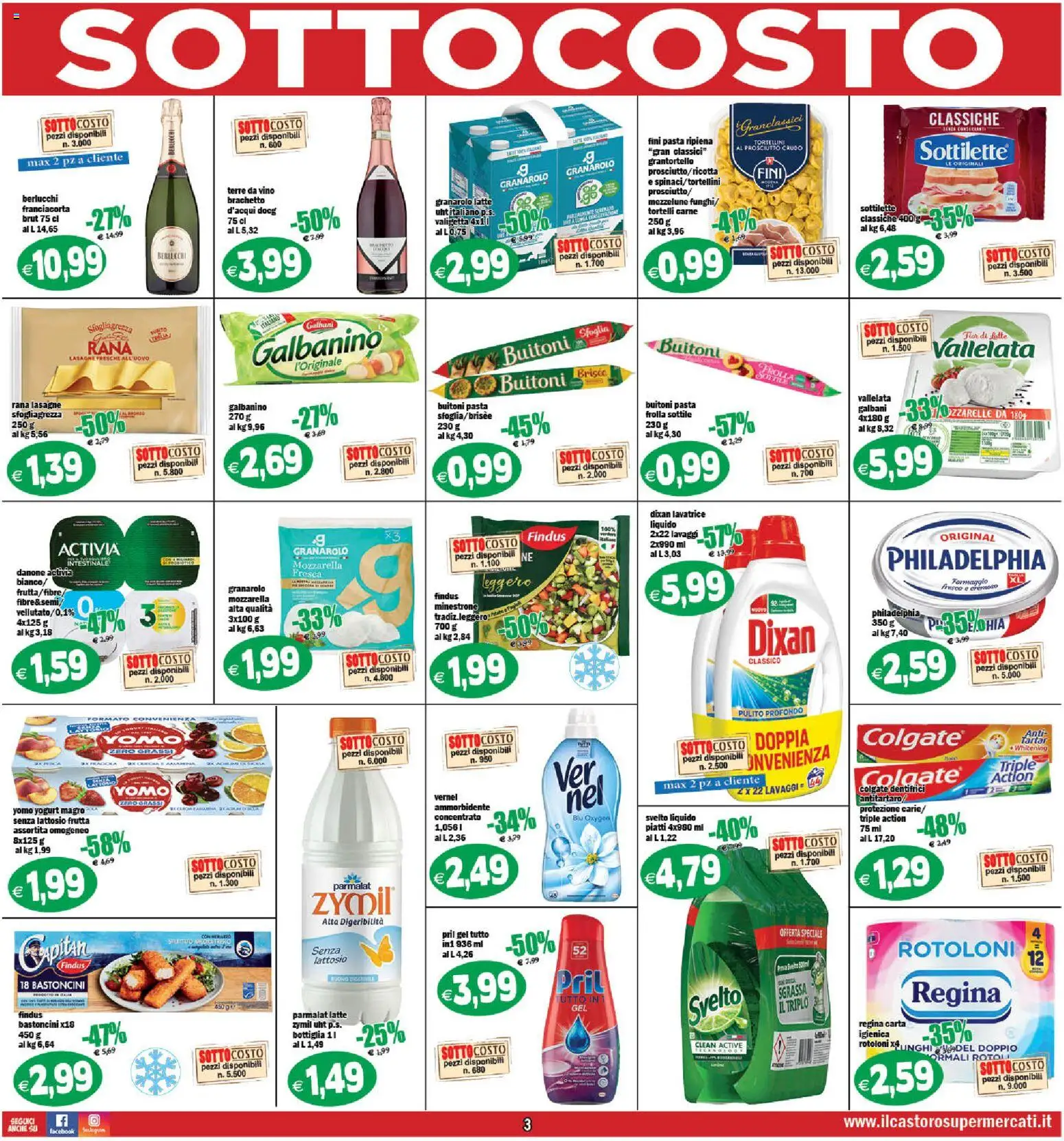 Volantino Il Castoro del 06.12.2025 | Pagina: 3 | Prodotti: Prosciutto Crudo, Pasta, Tortelli, Bottiglia