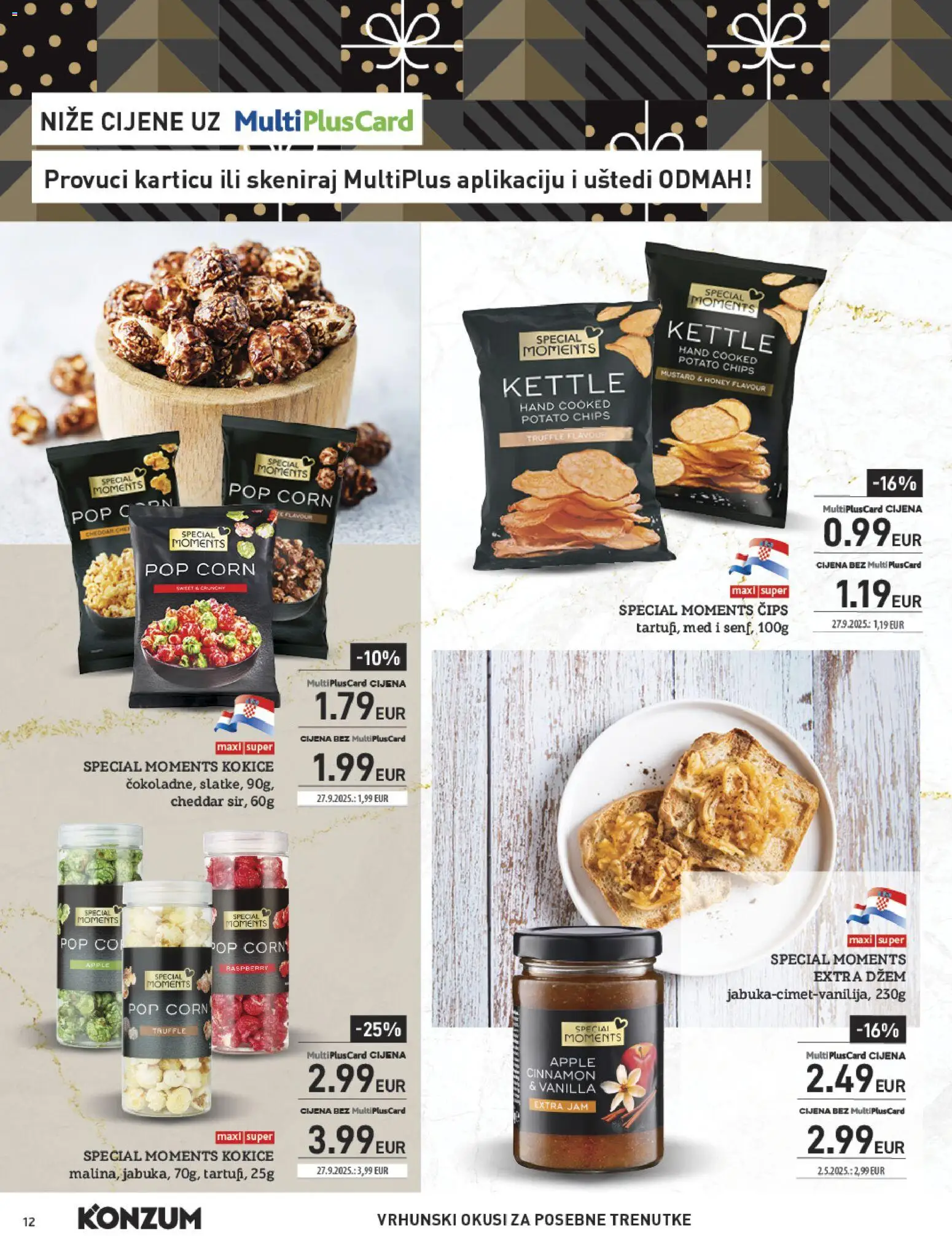 Konzum HR akciós ujság - amely érvényes a következő dátumtól: 10.11.2025 | Oldal: 12 | Termékek: Chips, Cheddar