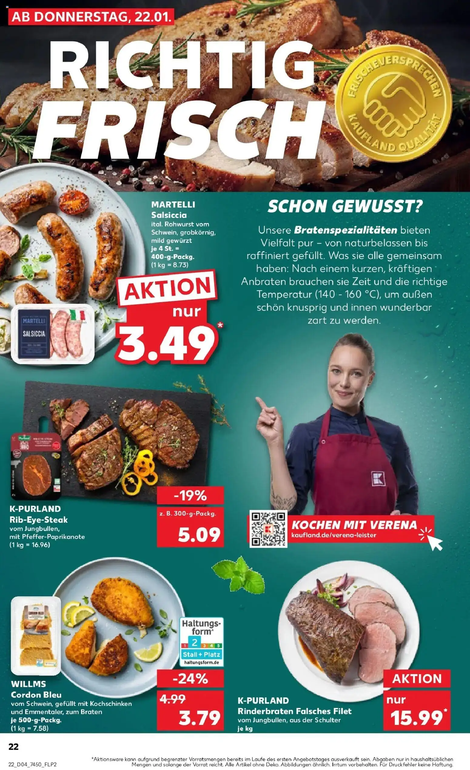 Kaufland prospekt Bad Nauheim	 – gültig ab 22.01.2026 | Seite: 22 | Produkte: Rinderbraten, Steak