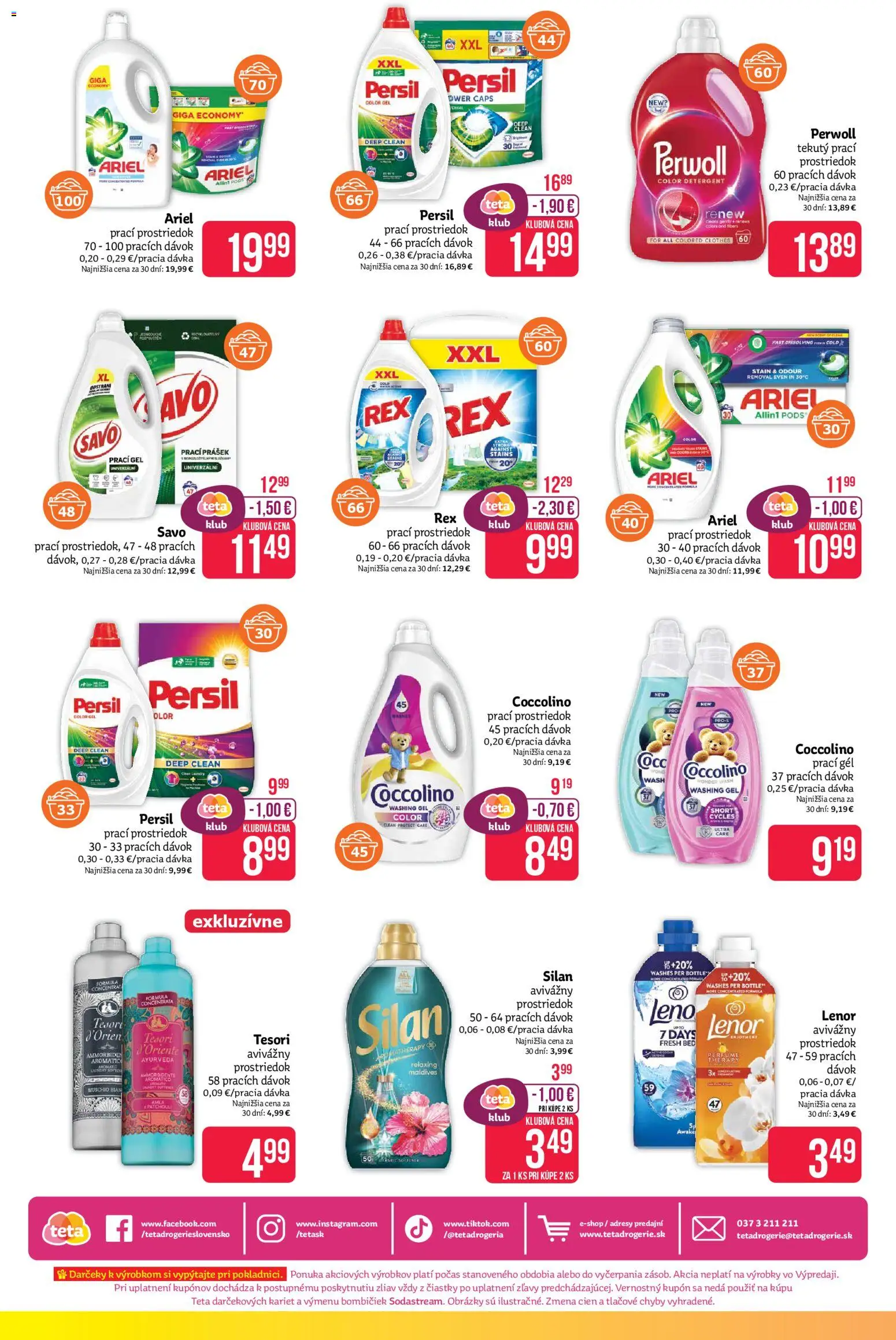 Nové Teta drogerie akcie – leták je platný od 27.04.2026 | Strana: 16 | Produkty: Perwoll, Silan, Coccolino, Lenor