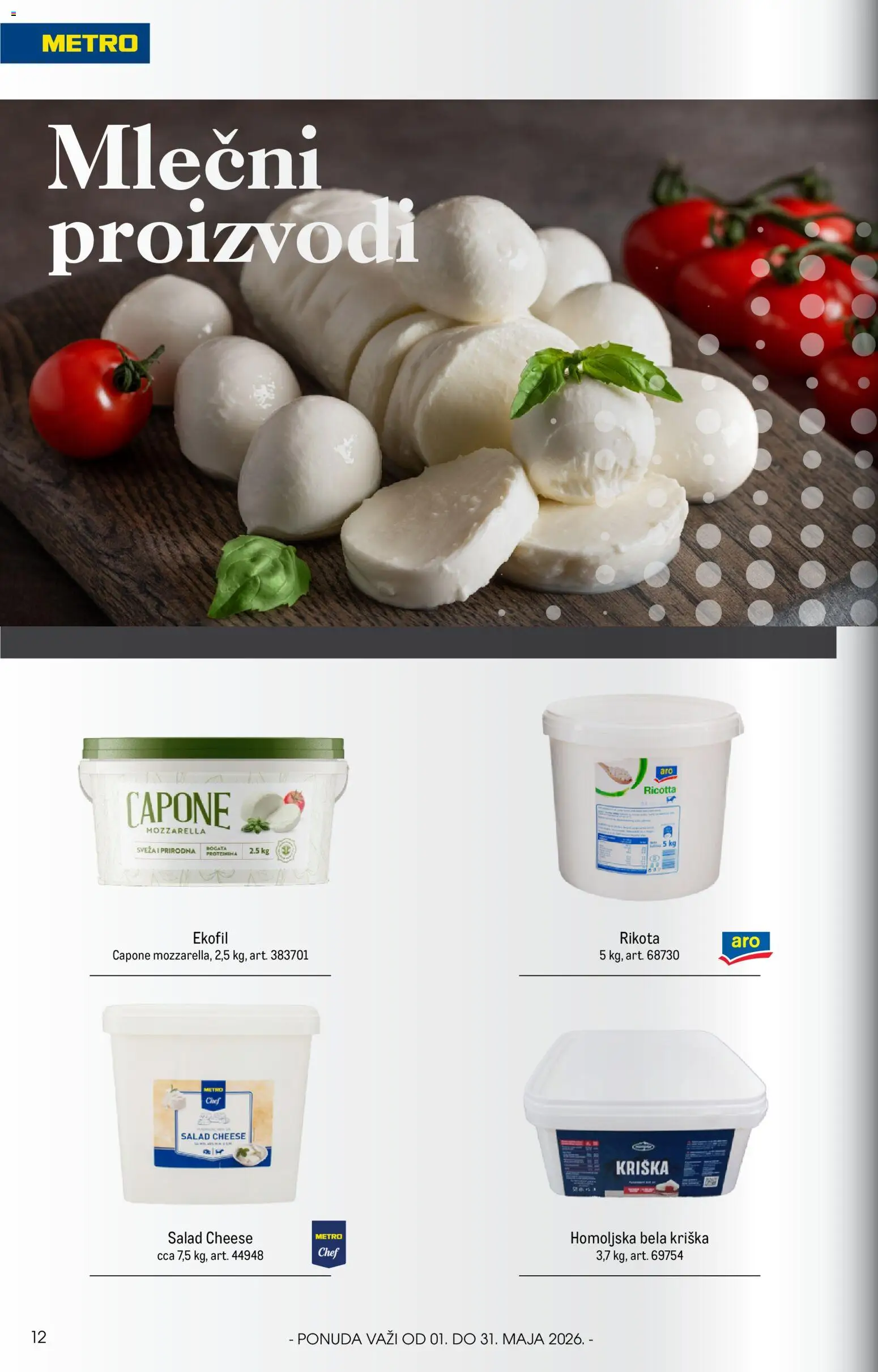 Metro katalog - važi od 01.05.2026 | Strana: 12 | Proizvode: Mozzarella
