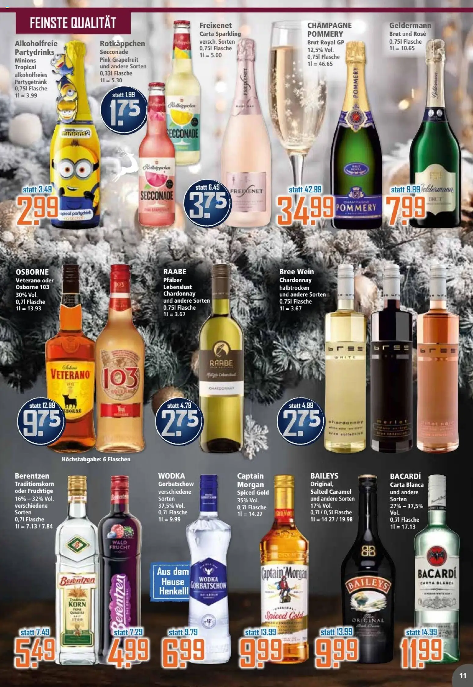 Klaas & Kock Prospekt – gültig ab 22.12.2025 | Seite: 11 | Produkte: Bacardi, Osborne, Baileys, Wodka gorbatschow