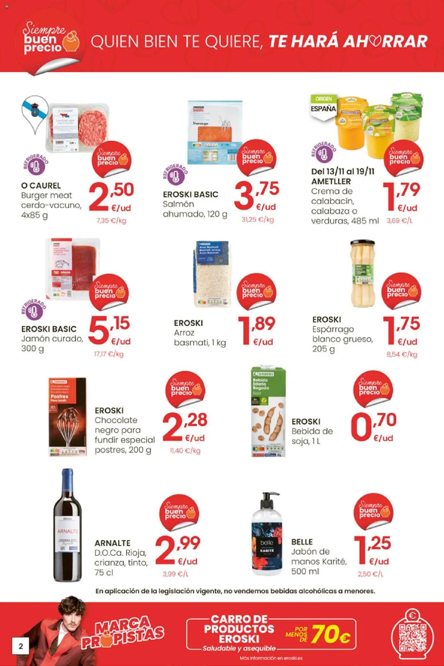 Eroski - Adelántate a la Navidad │ válido desde el 13.11.2025 | Página: 2 | Productos: Jabón, Πράσινο τσάι, Jamón, Té