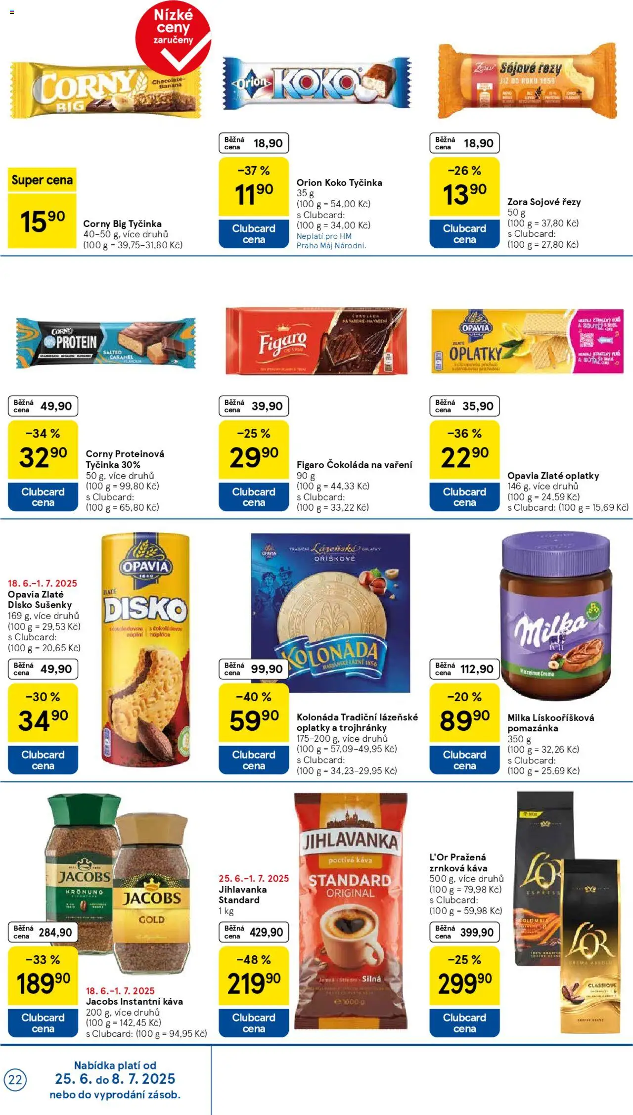 Tesco leták - Hypermarket od 25.06.2025 | Strana: 22 | Produkty: Milka, L'Or, Zrnková káva, Oplatky