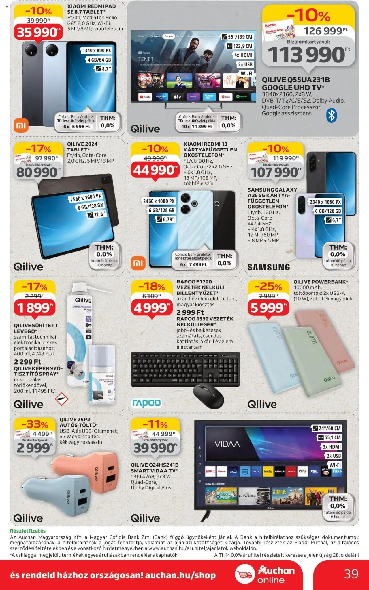 Auchan akciós ujság - amely érvényes a következő dátumtól: 19.06.2025 | Oldal: 39 | Termékek: USB, Smartphone, Power bank, Smart tv