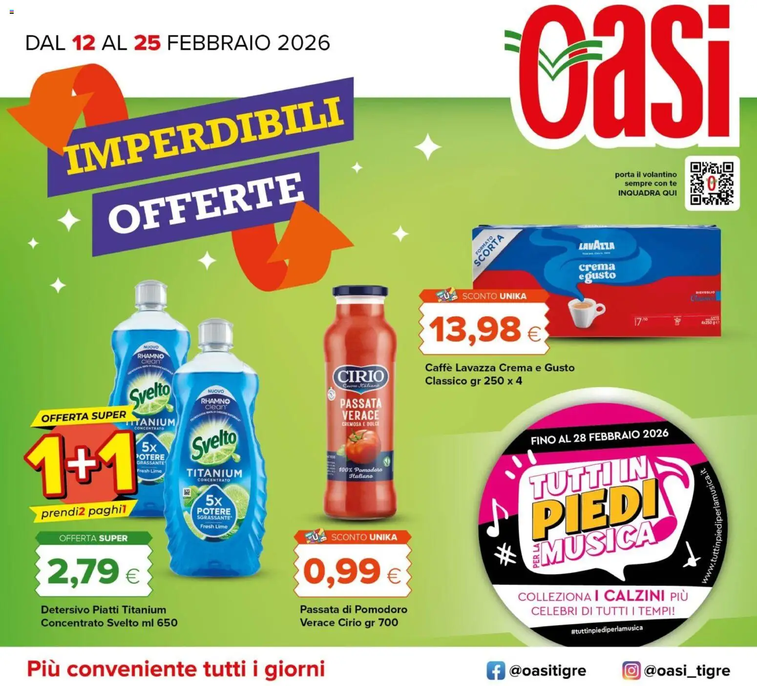 Volantino Oasi del 12.02.2026 | Pagina: 1 | Prodotti: Tè, Lime, Passata di pomodoro, Lavazza