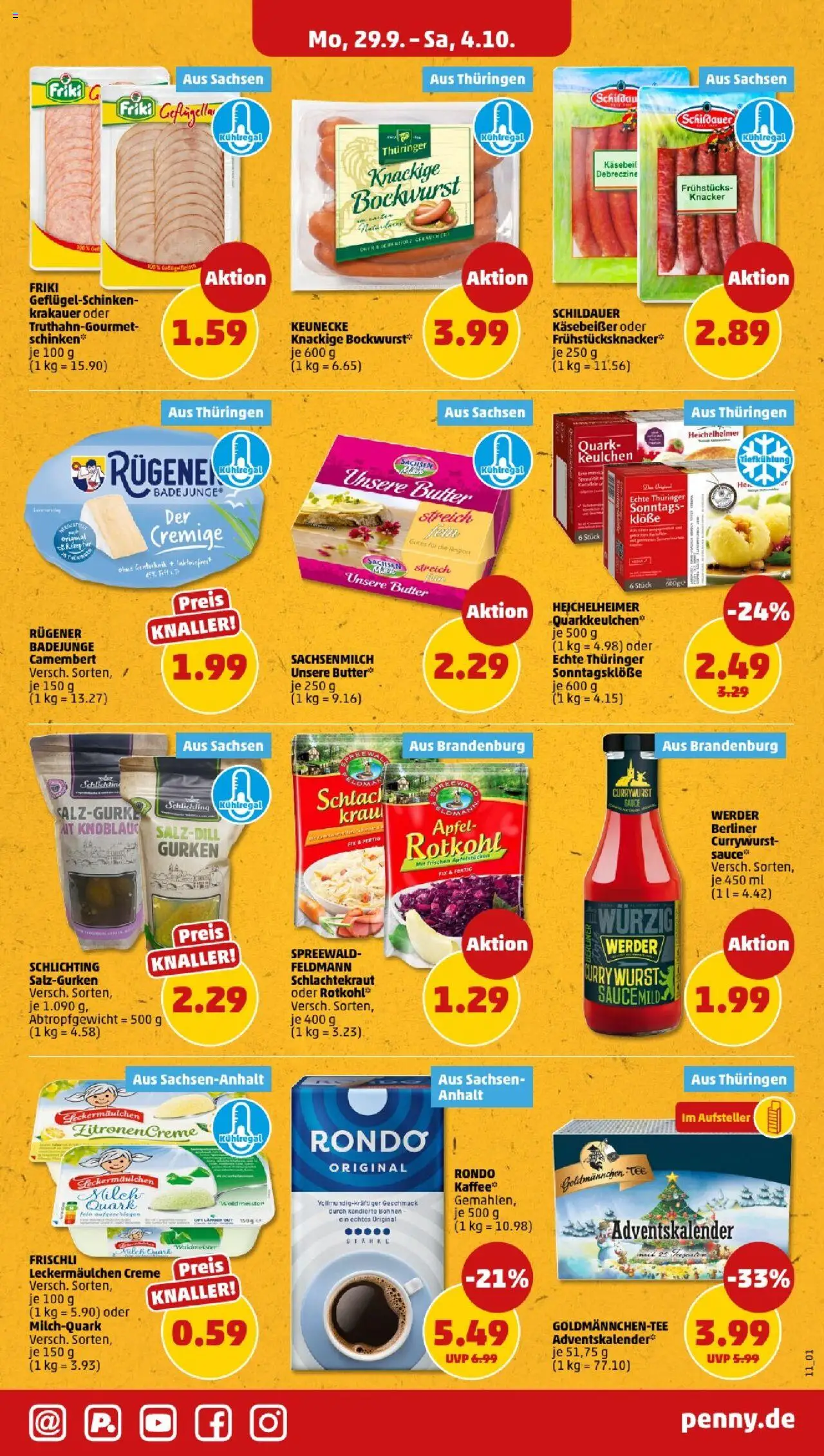 Penny - Berlin – gültig ab 29.09.2025 | Seite: 13 | Produkte: Berliner, Bockwurst, Quark, Äpfel