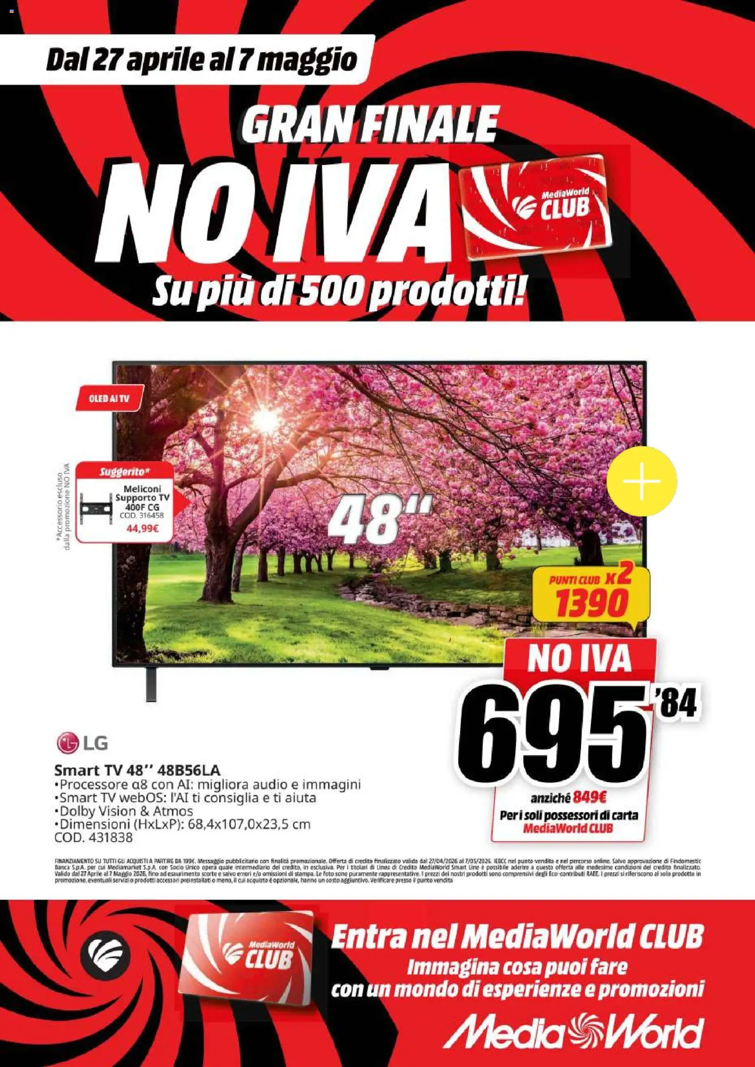 Volantino Media World del 27.04.2026 | Pagina: 1 | Prodotti: smart TV, TV, Audio