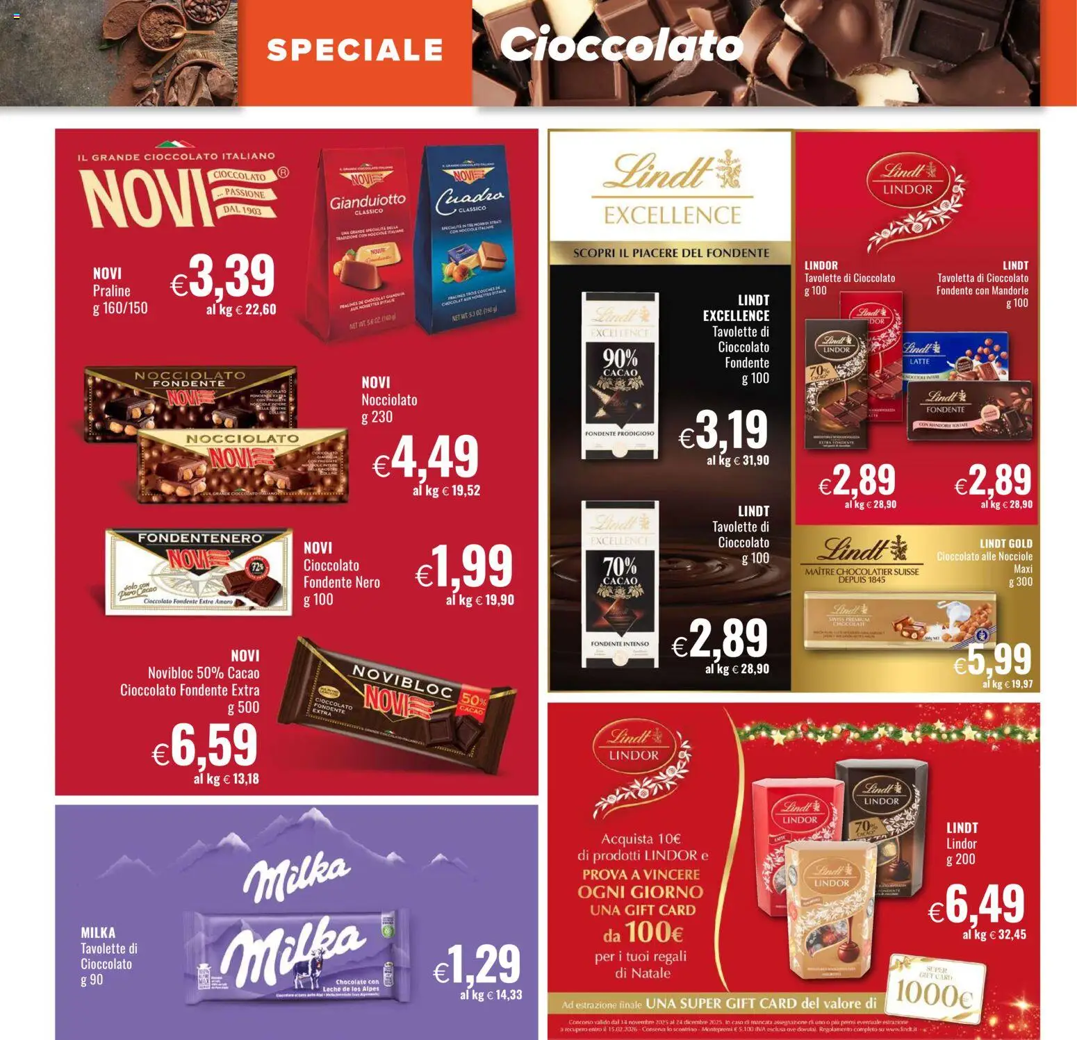 Volantino Famila del 13.11.2025 | Pagina: 14 | Prodotti: Latte, Mandorle, Cacao, Amaro