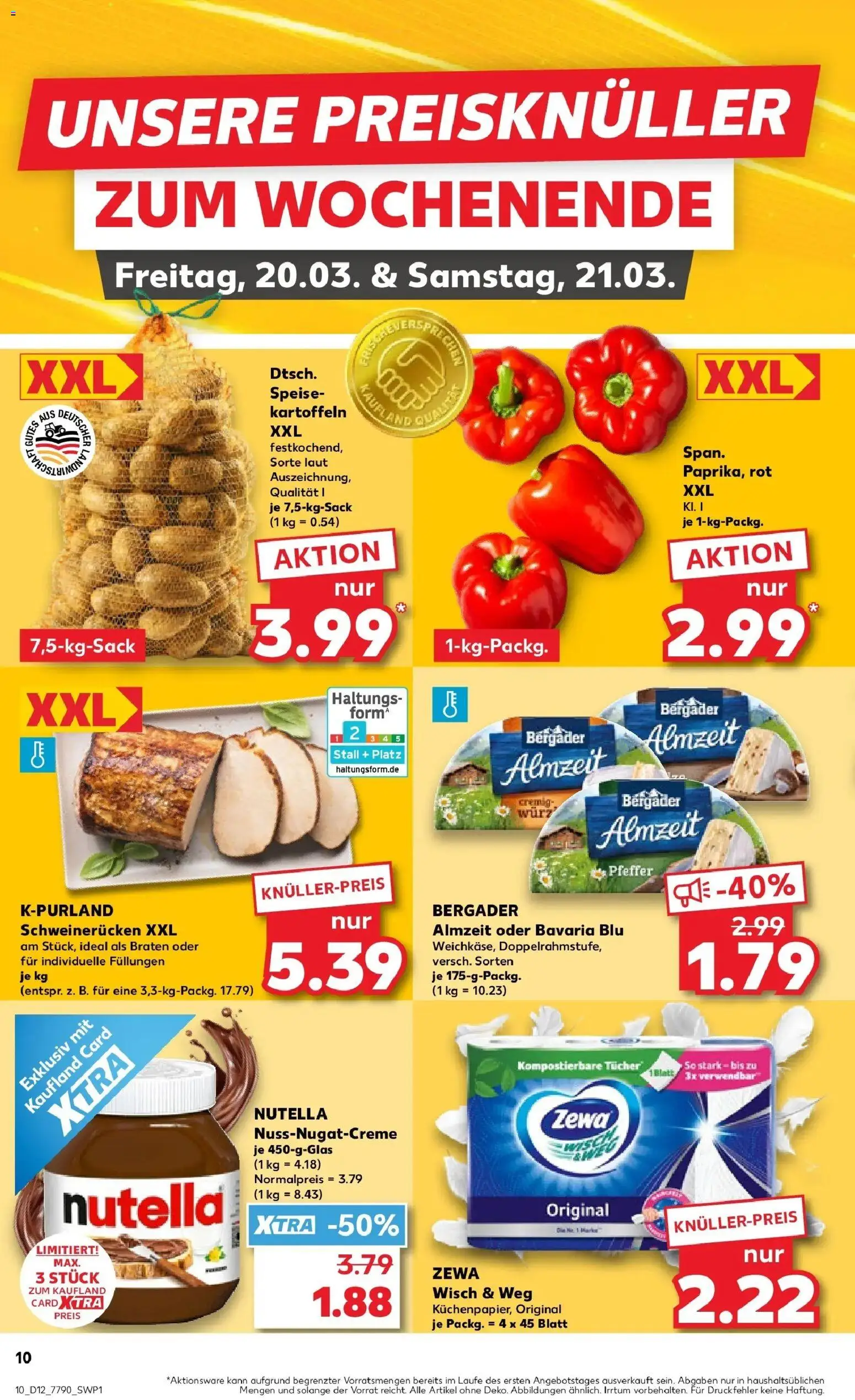 Kaufland Prospekt Leinefelde-Worbis	 – gültig ab 19.03.2026 | Seite: 10 | Produkte: Nutella, Kartoffeln, Pfeffer, Schweinerucken