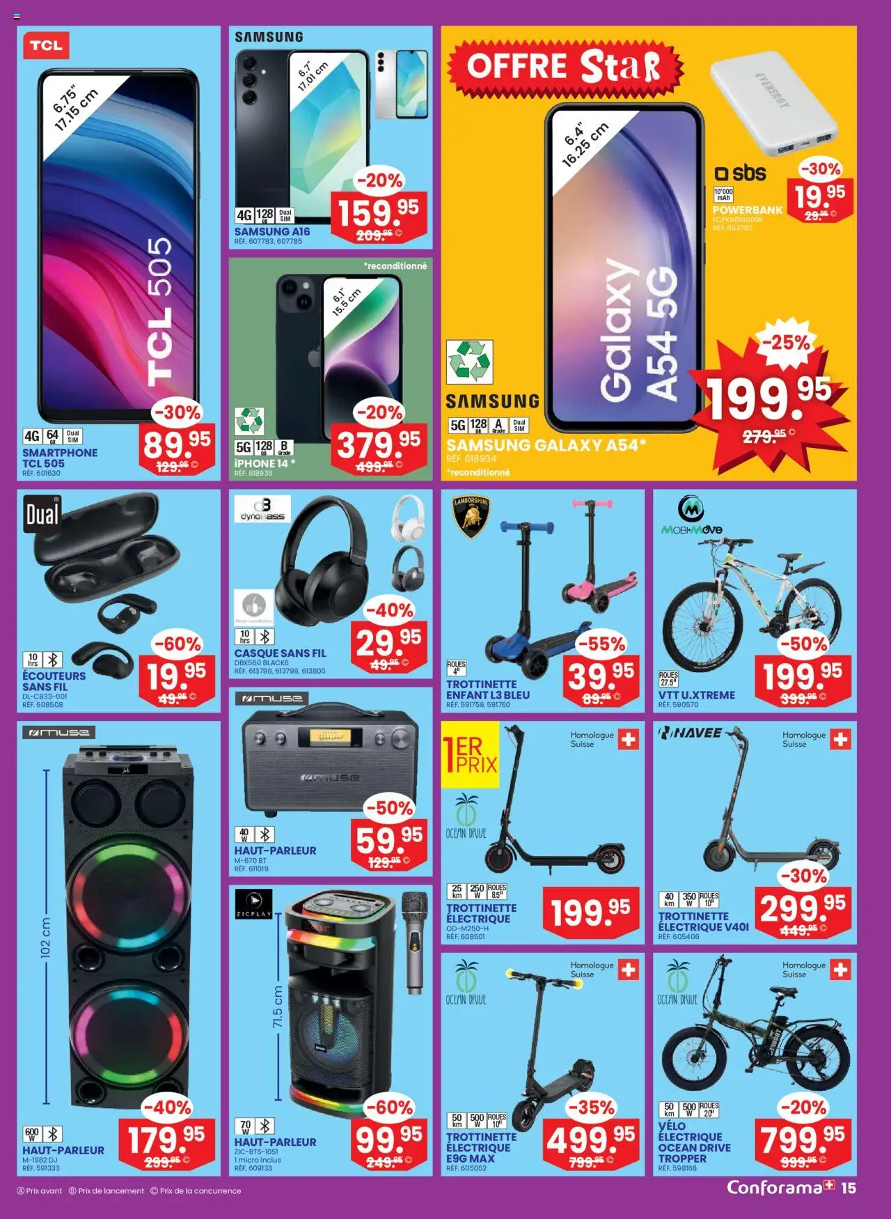 Conforama Aktionen FR – gültig ab 01.10.2025 | Seite: 15 | Produkte: Smartphone, Samsung, Iphone, Powerbank