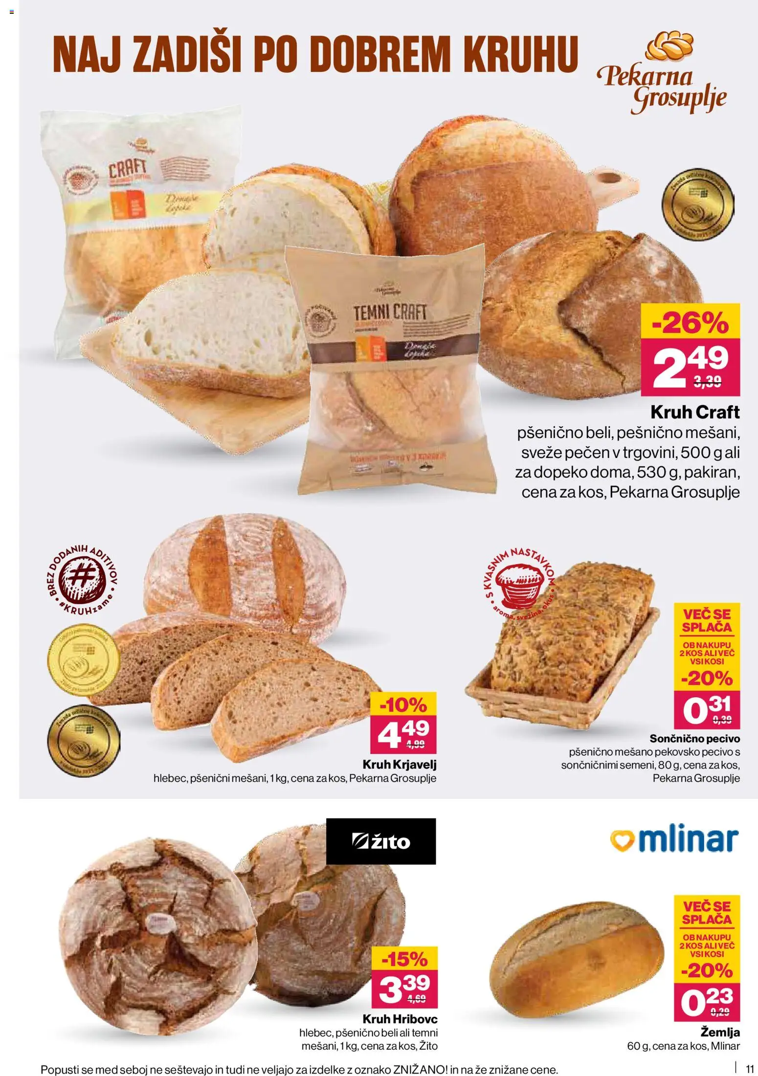 Novi Mercator katalog ponudbe – veljaven od 15.01.2026 | Stran: 11 | Izdelki: Žemlja, Pekarna, Kos, Kruh
