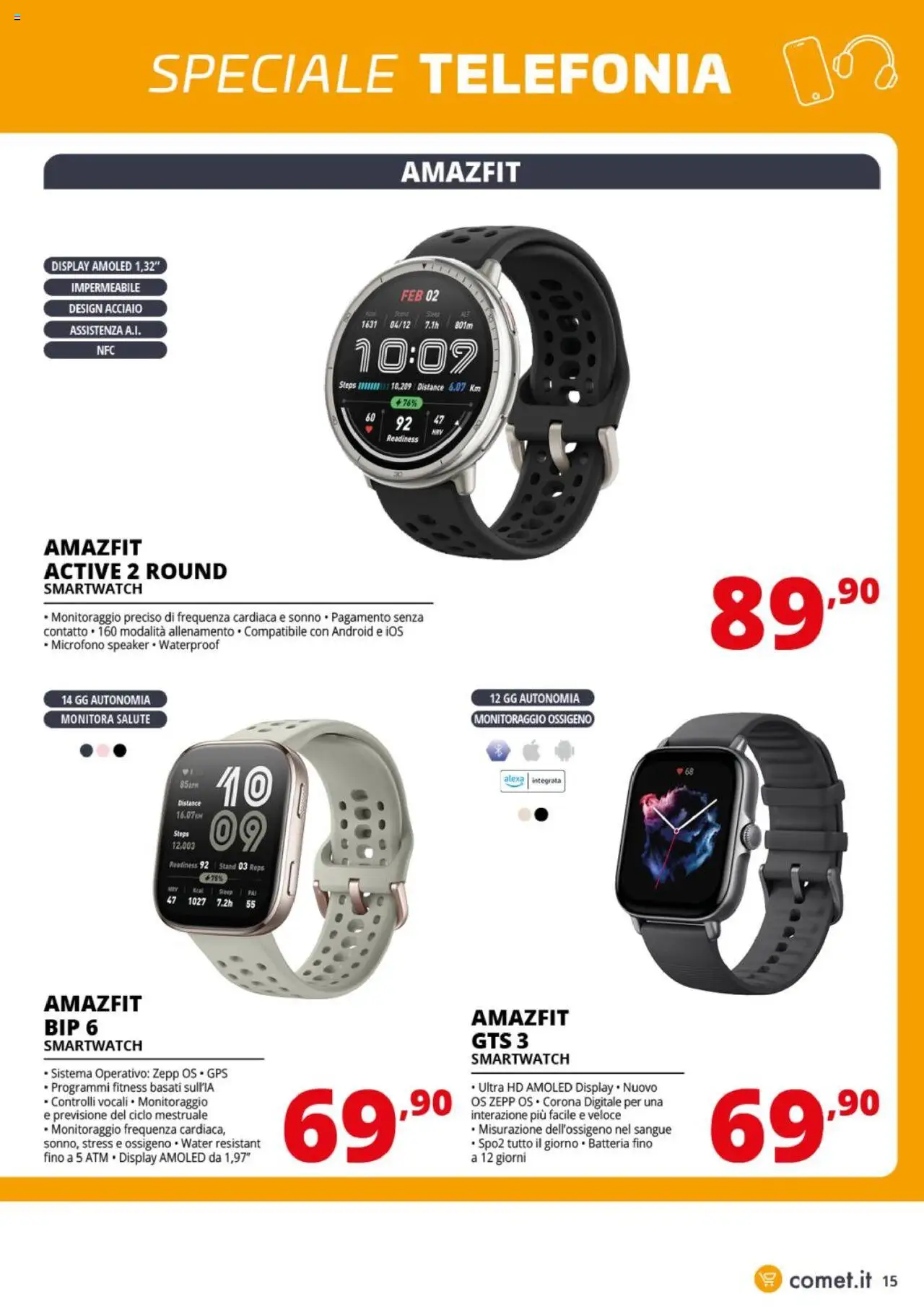Volantino Comet del 15.09.2025 | Pagina: 15 | Prodotti: Microfono, Speaker, Smartwatch, Batteria