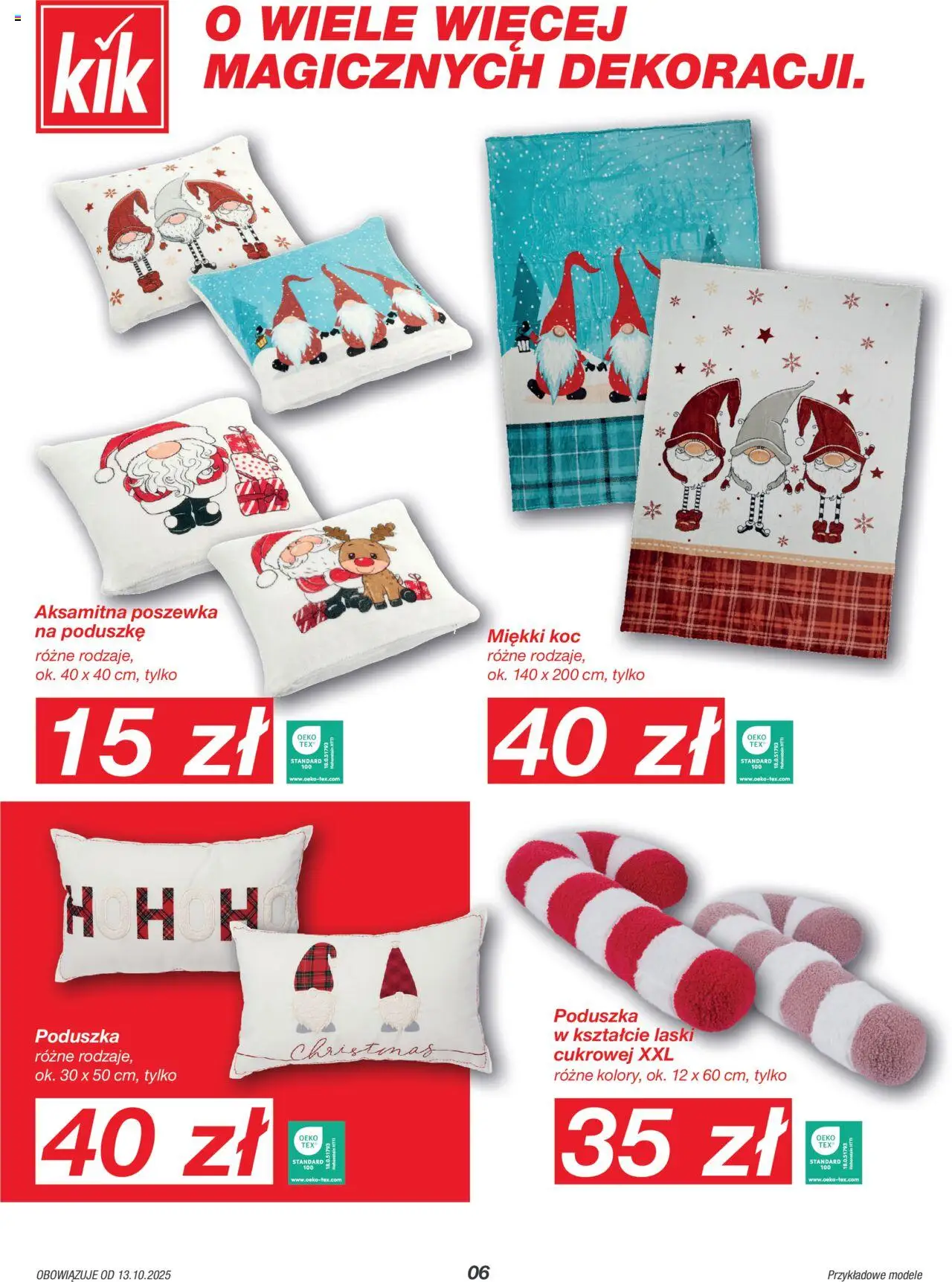 Kik Gazetka od 13.10.2025 | Strona: 6 | Produkty: Poduszka, Koc