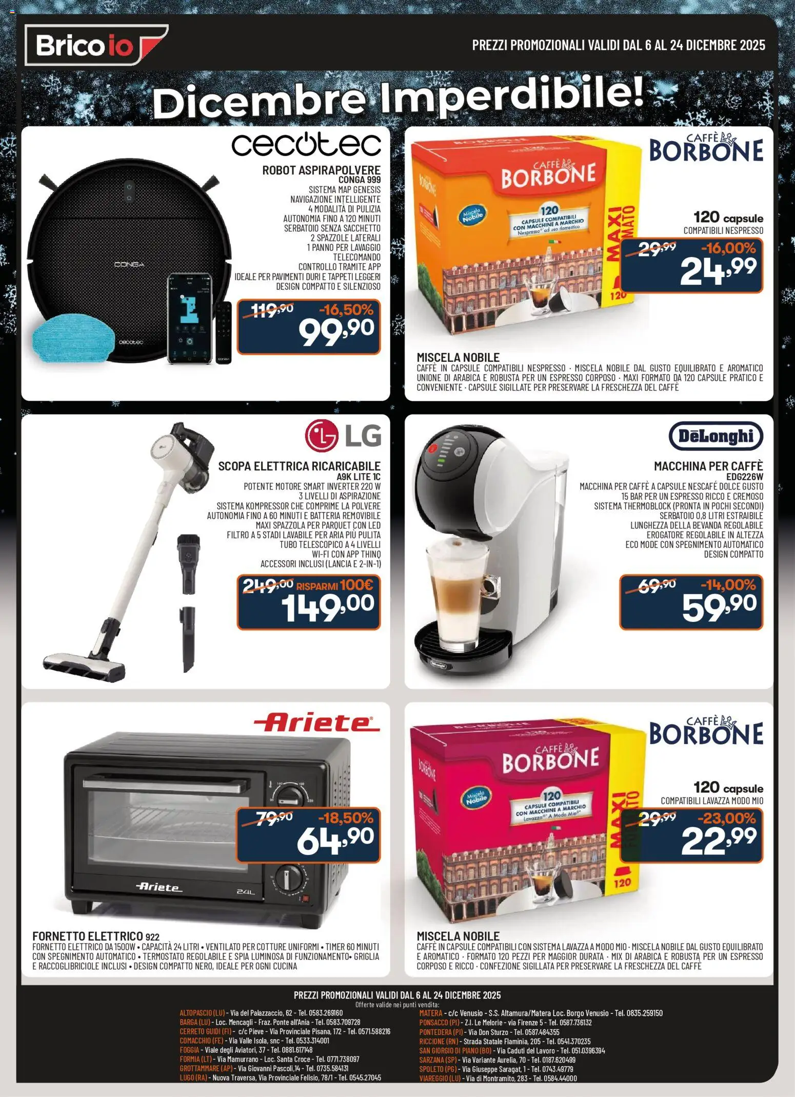 Volantino Brico io del 06.12.2025 | Pagina: 2 | Prodotti: Scopa, Aspirapolvere, Lavazza, Batteria