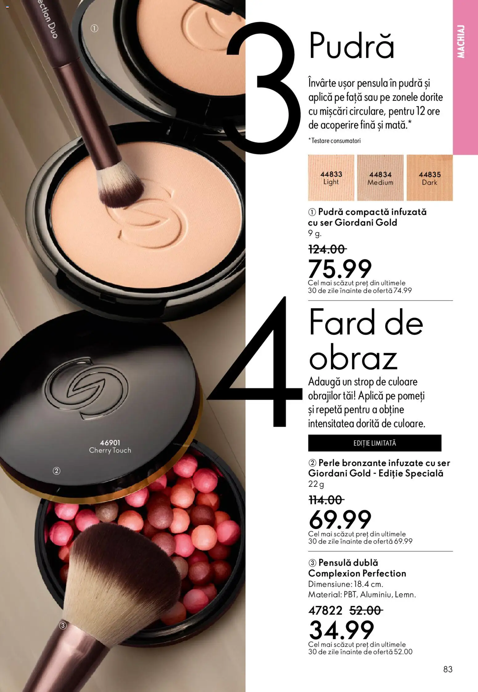 Noul catalog Oriflame – valabil de la 25.03.2026 | Pagină: 83 | Produse: Perle bronzante, Akrilik boya, Machiaj, Pudră