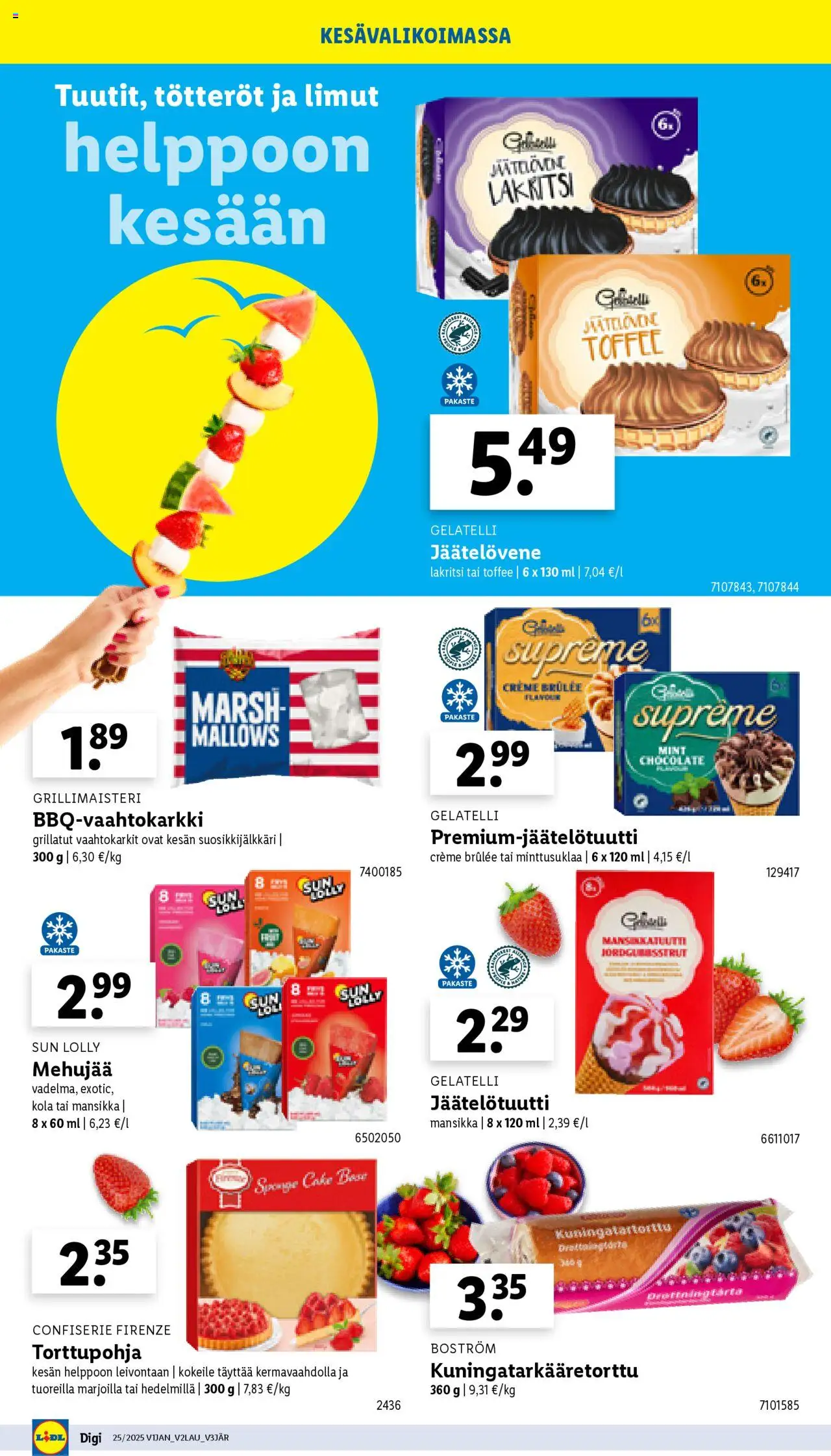  | Sivu: 14 | Tuotteet: Vaahtokarkit, Mehujää, Lakritsi