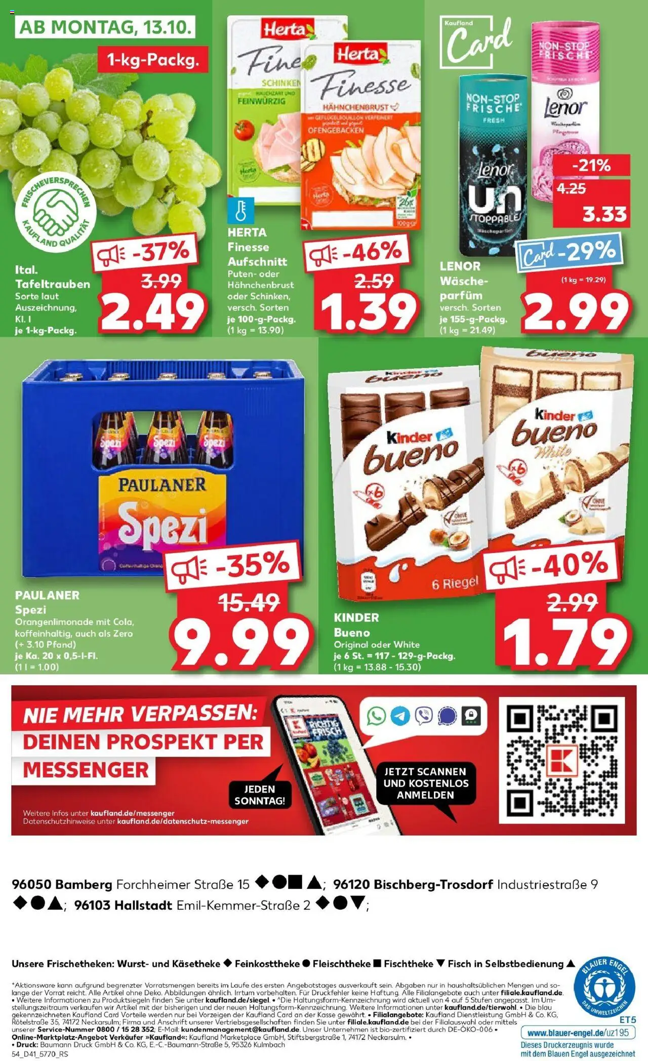 Kaufland prospekt Bamberg	 – gültig ab 09.10.2025 | Seite: 54 | Produkte: Lenor, Parfüm, Herta finesse, Paulaner