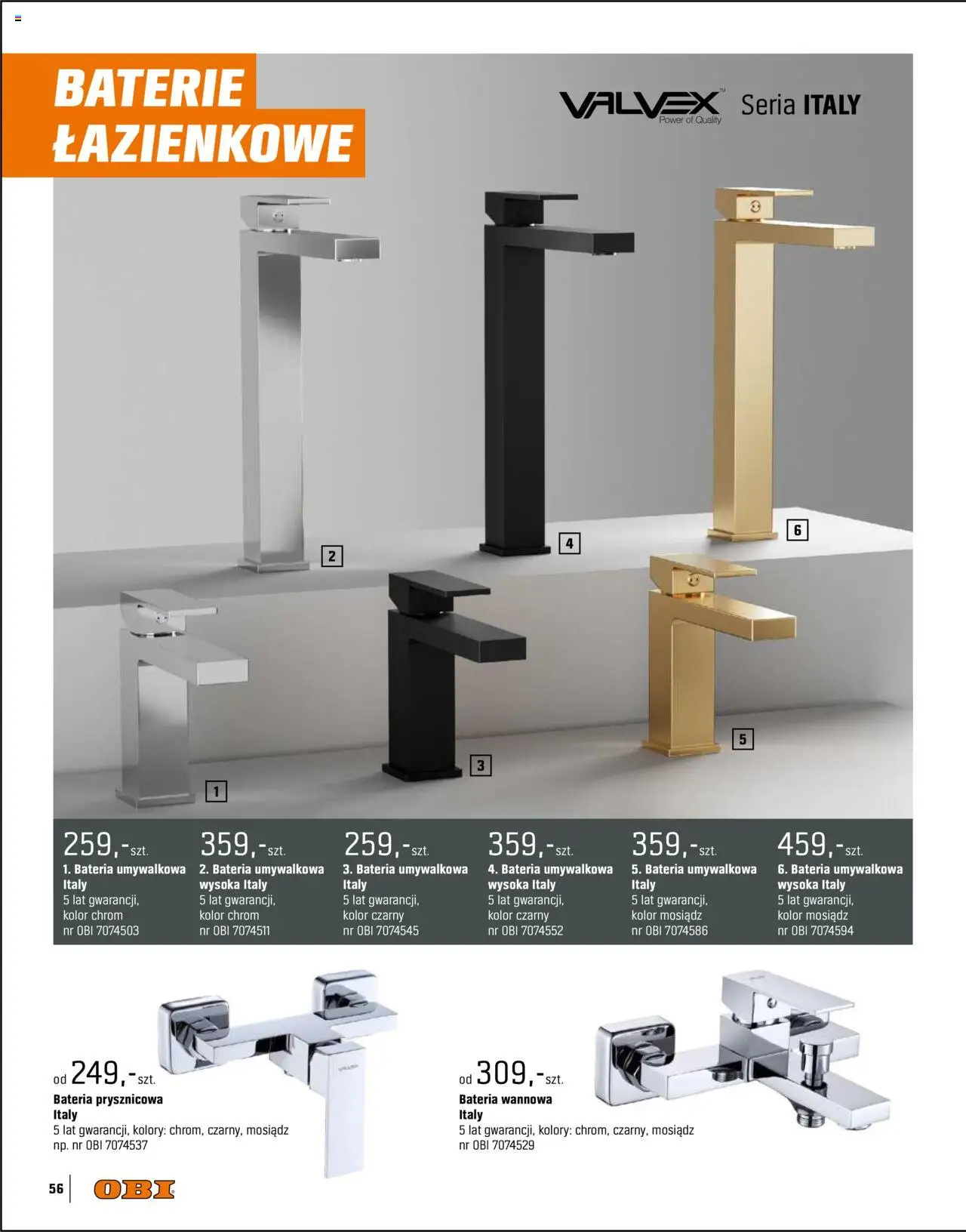 OBI Gazetka - Kuchnia Łazienka Salon od 20.08.2025 | Strona: 56 | Produkty: Baterie, Bateria