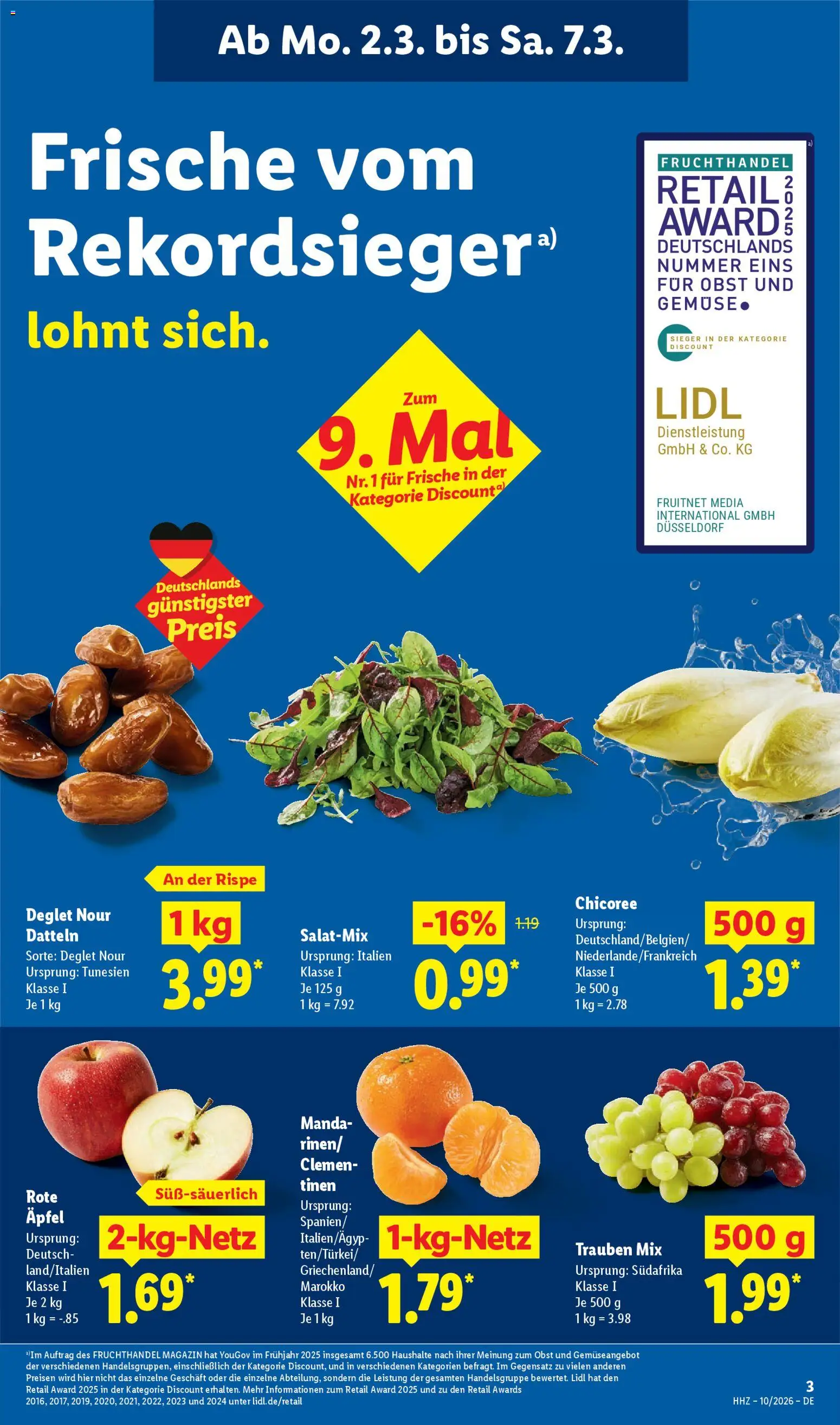 Lidl Prospekt Zossen – gültig ab 02.03.2026 | Seite: 9 | Produkte: Trauben, Äpfel, Obst