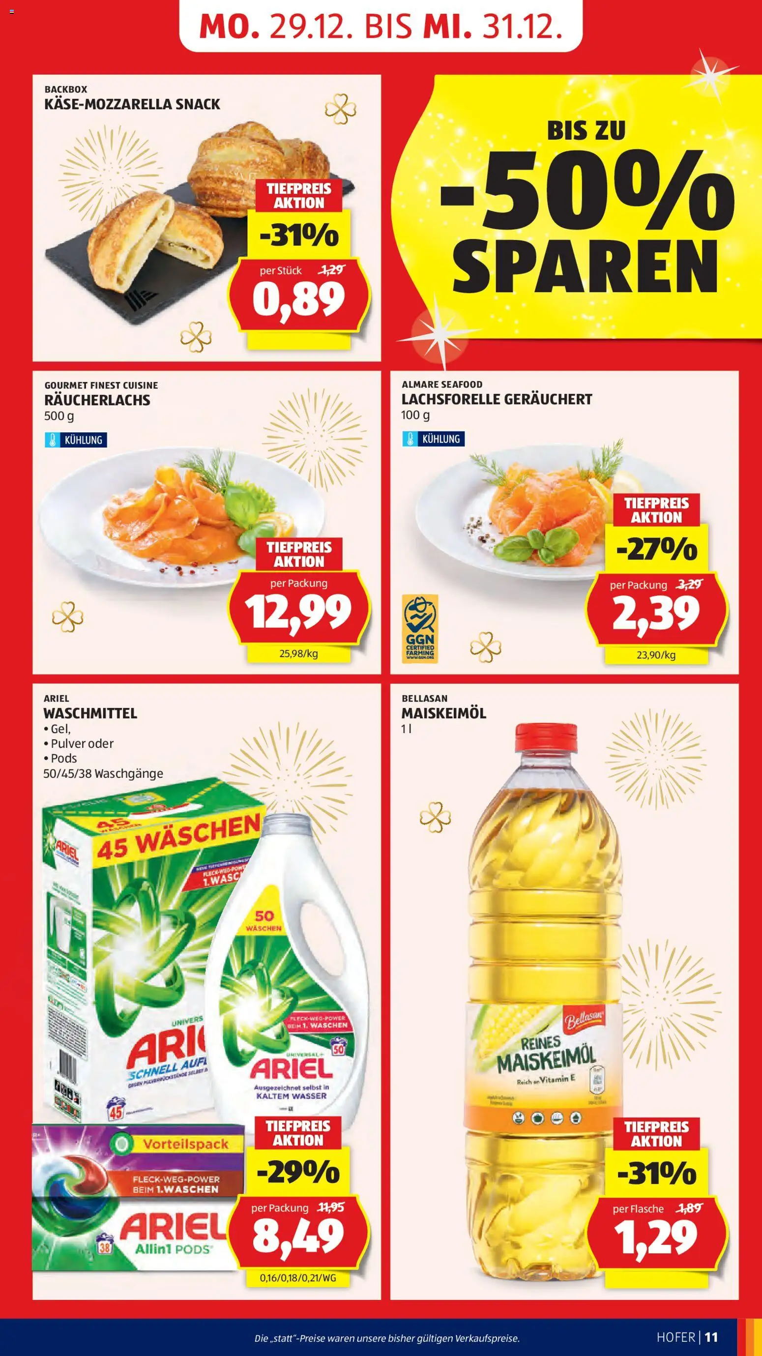 Hofer Flugblatt gültig ab 22.12.2025 | Seite: 13 | Produkte: Wasser, Waschmittel