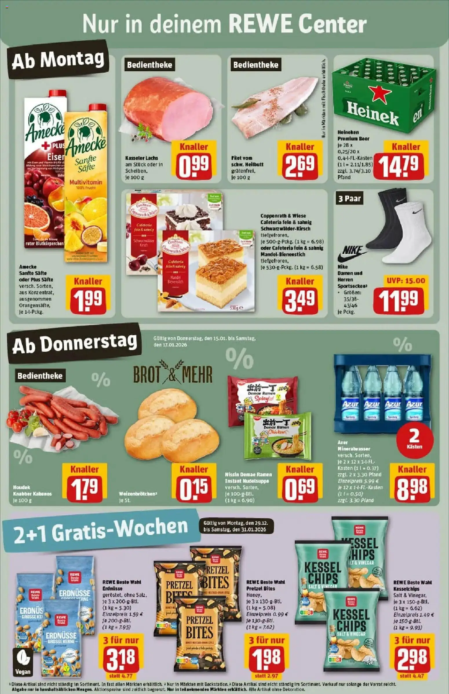 Rewe prospekt Gießen	 – gültig ab 11.01.2026 | Seite: 3 | Produkte: Mineralwasser, Heineken, Lachs, Brot