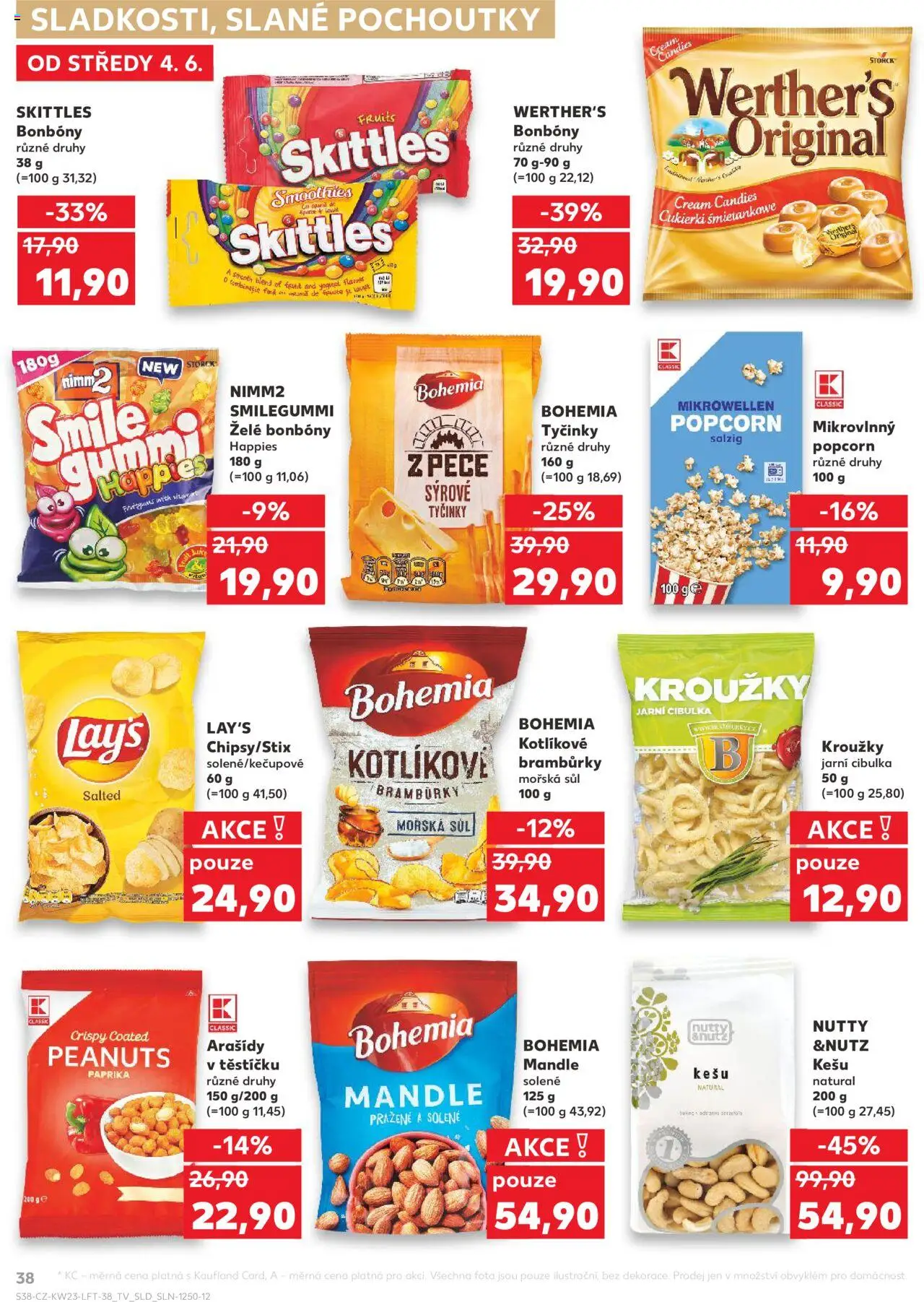 Kaufland leták - Praha 8 od 04.06.2025 | Strana: 38 | Produkty: Bramburky, Tyčinky, Tyčinky Bohemia, Mandle