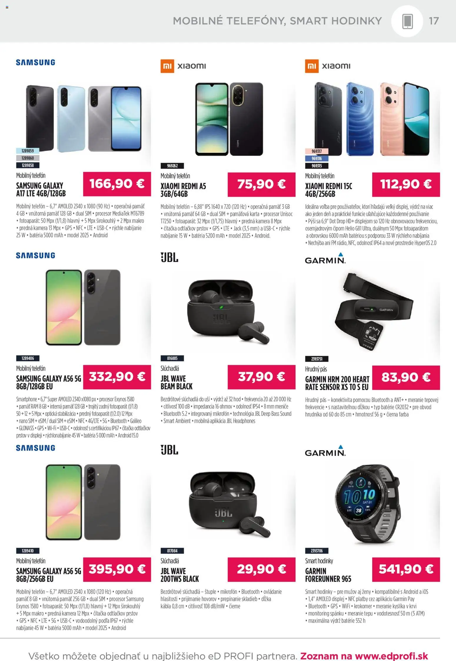 Nové ED Profi akcie – leták je platný od 01.12.2025 | Strana: 17 | Produkty: Pás, Garmin, Gps, Rám