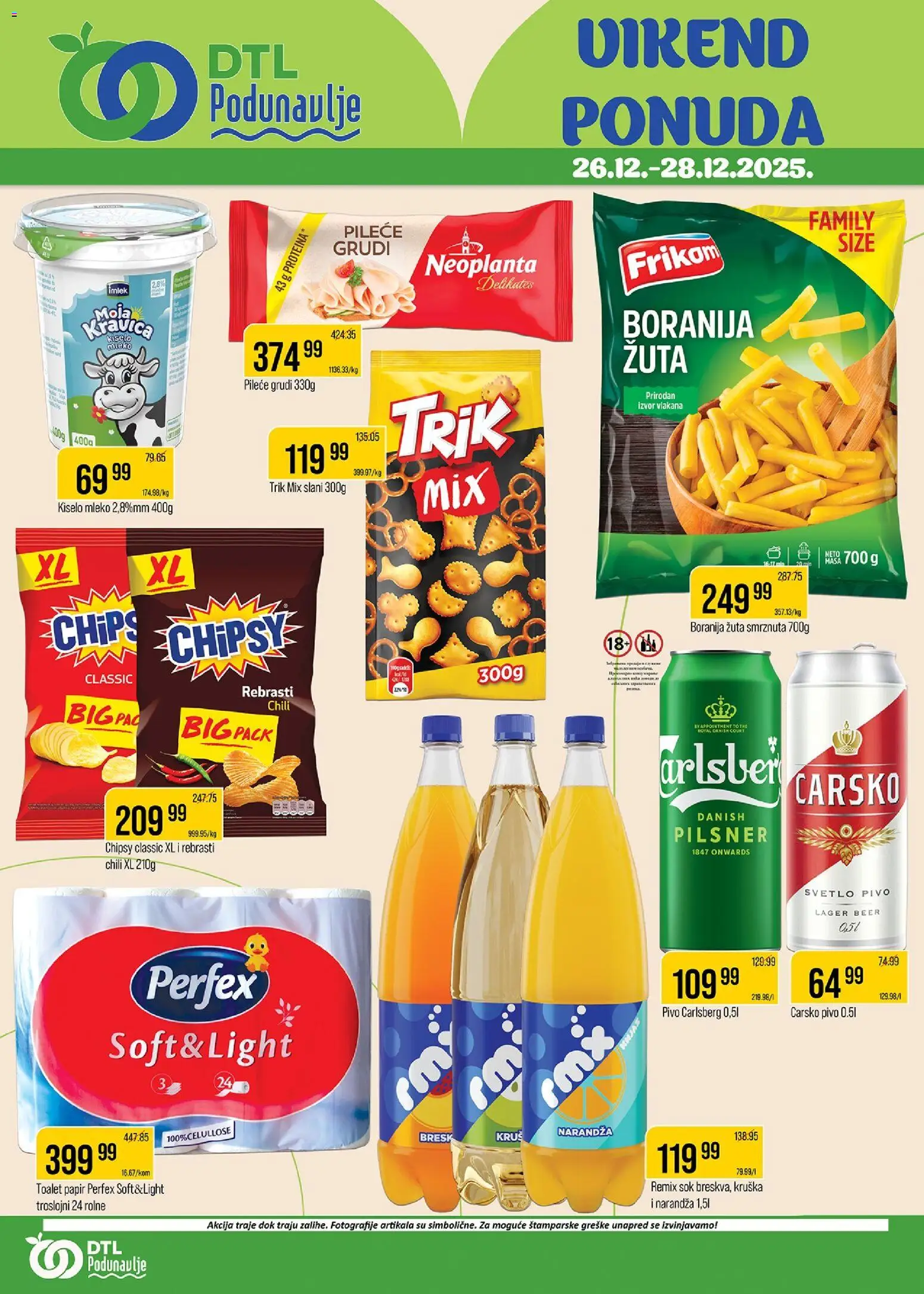 Podunavlje katalog - važi od 26.12.2025 | Strana: 1 | Proizvode: Toalet papir, Sok, Pivo, Carlsberg