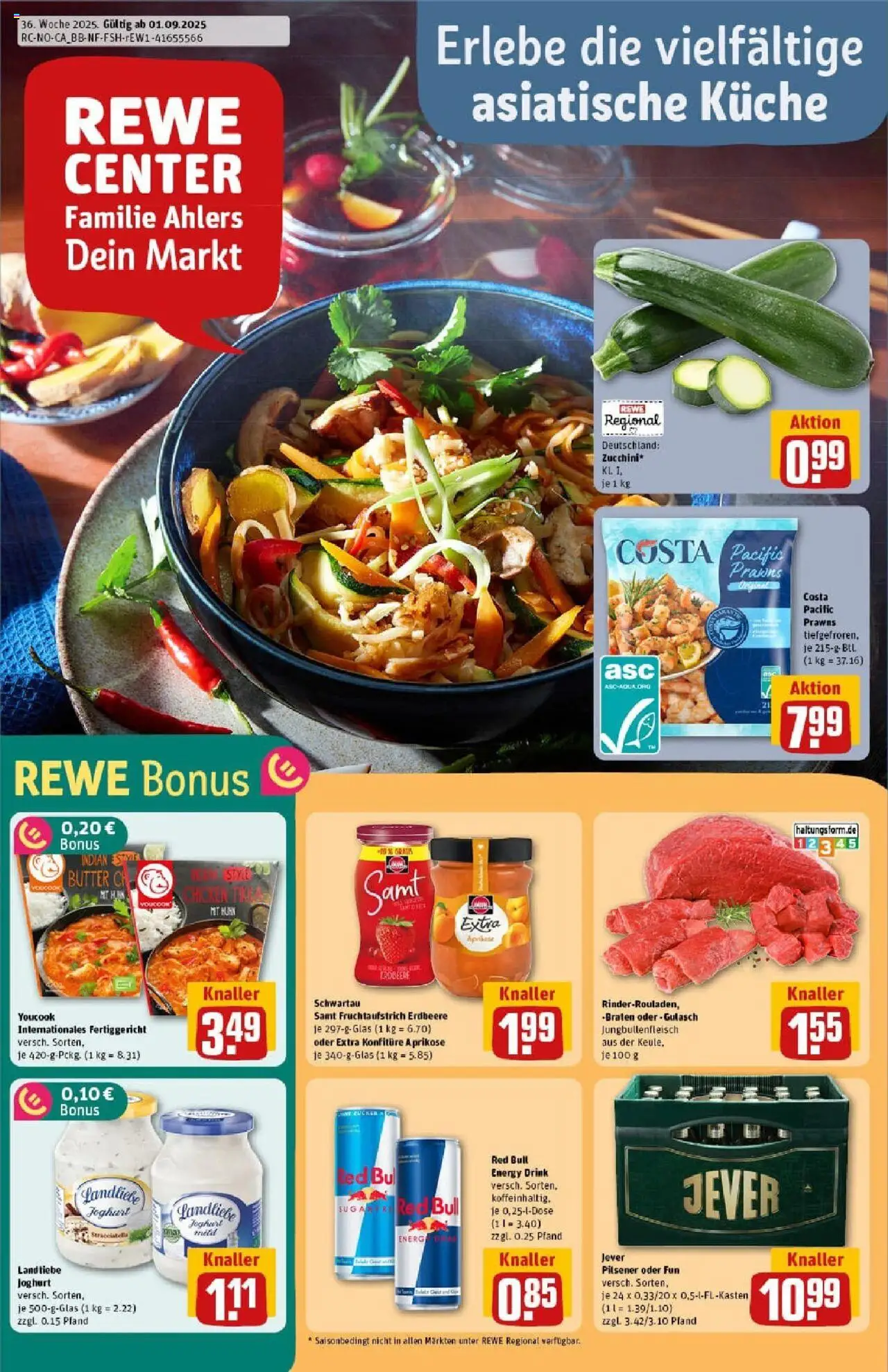 Rewe prospekt Pattensen	 – gültig ab 01.09.2025 | Seite: 1 | Produkte: Youcook, Butter, Joghurt, Jever
